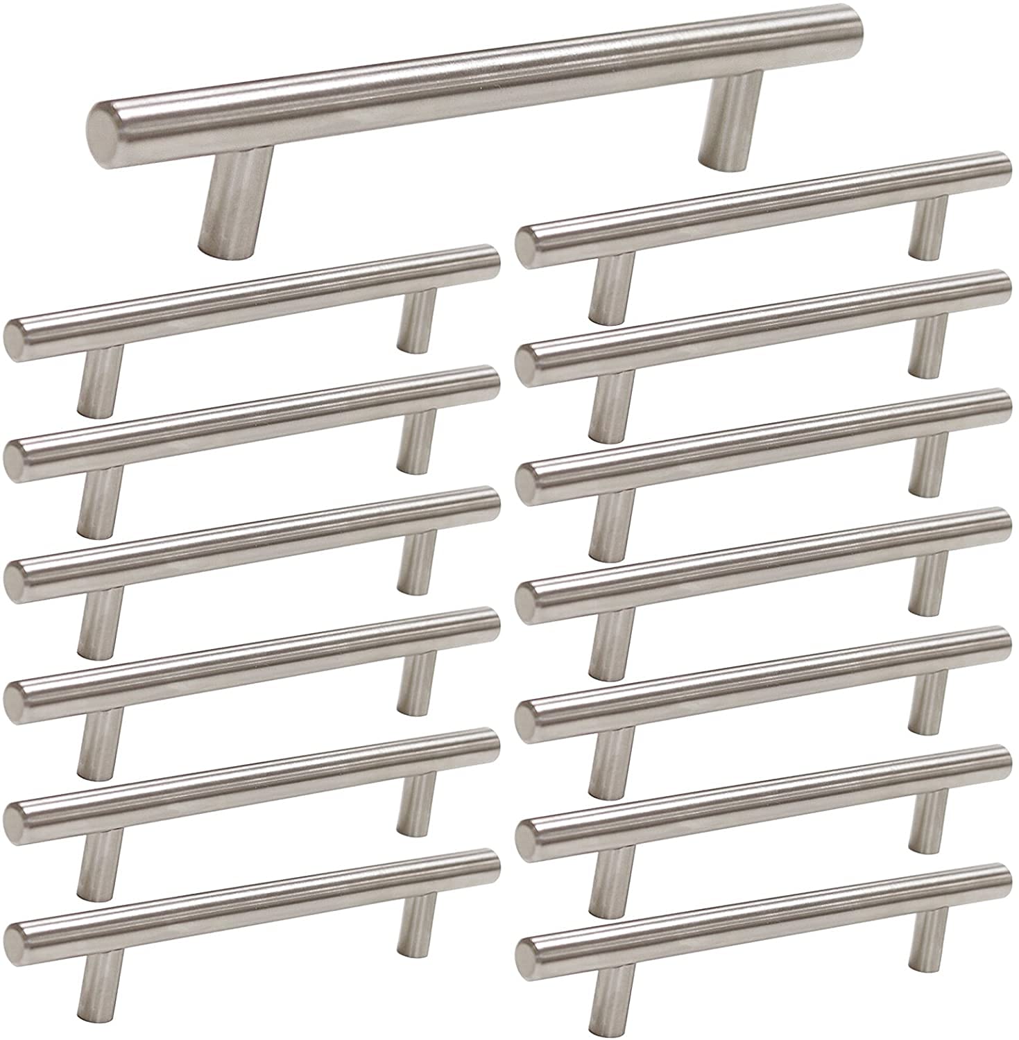 homdiy 15er-Pack gebürstete Nickel-Möbelgriffe, 76 mm Griffe aus Edelstahl für Küchen- und Badezimmerschränke, 127 mm Gesamt-Schubladengriff