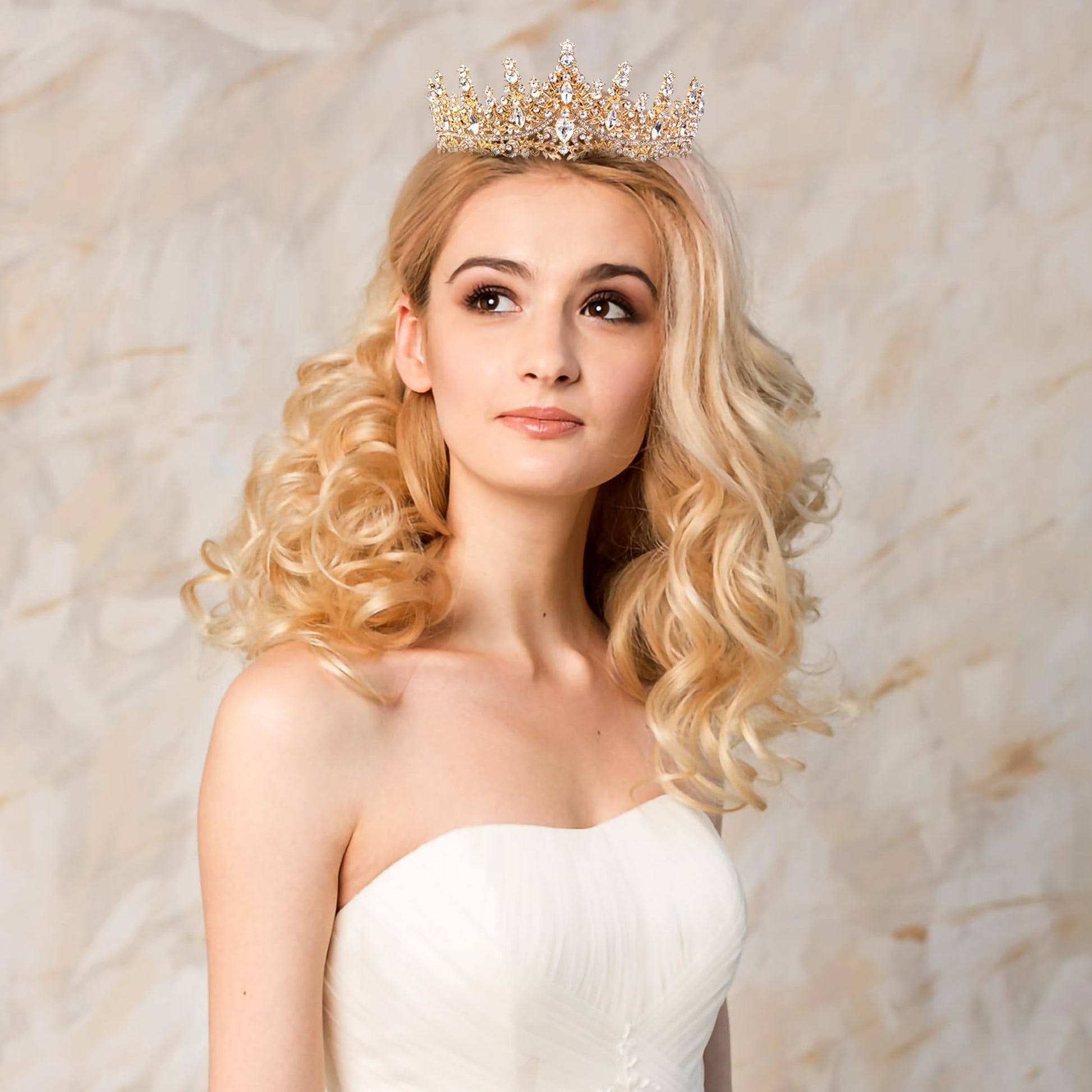 Birthday Sash and Crown for Women, Gold Crystal Princess Tiaras Rhinestone Queen Headband Wedding Bridal Hair Accessories, Birthday Prom Pageant Party Coming of Age Ceremony Photo Props