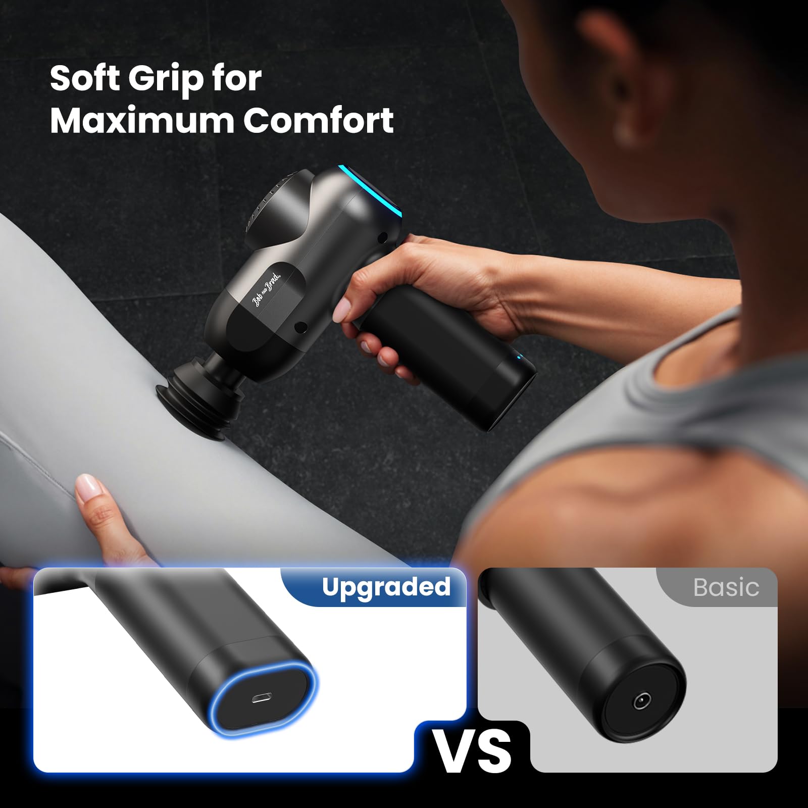 BOB AND BRAD C2 Massage Gun, Deep Tissue Percussion Massager Gun, Muscle Massager with 5 Speeds and 5 Heads, Electric Back Massagers for Professional Athletes Home Gym