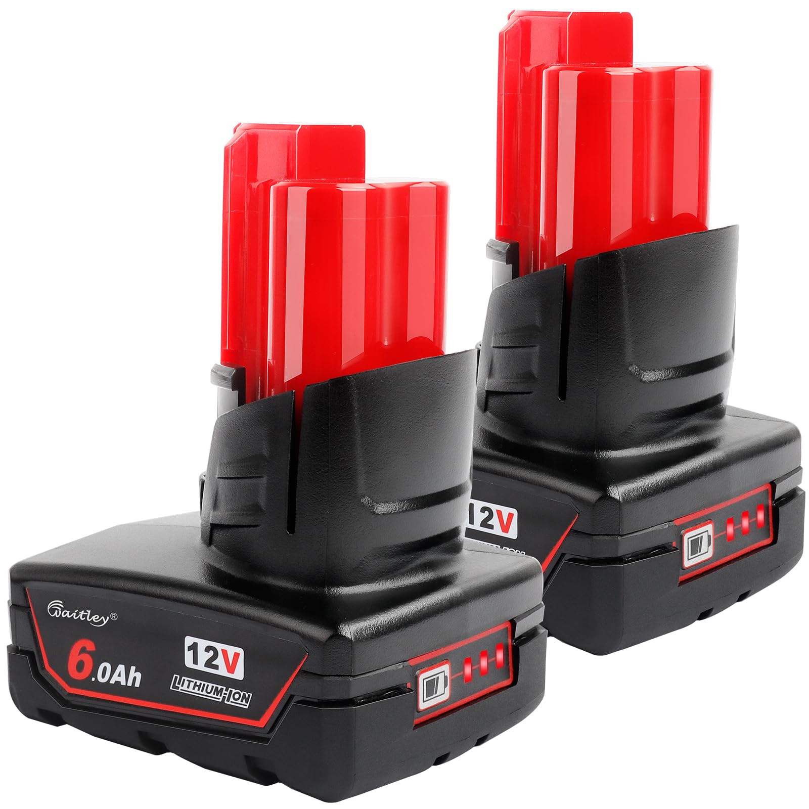 waitley 2er-Pack 12V 6A Ersatzakku kompatibel mit Milwaukee 6.0Ah Elektrowerkzeugen