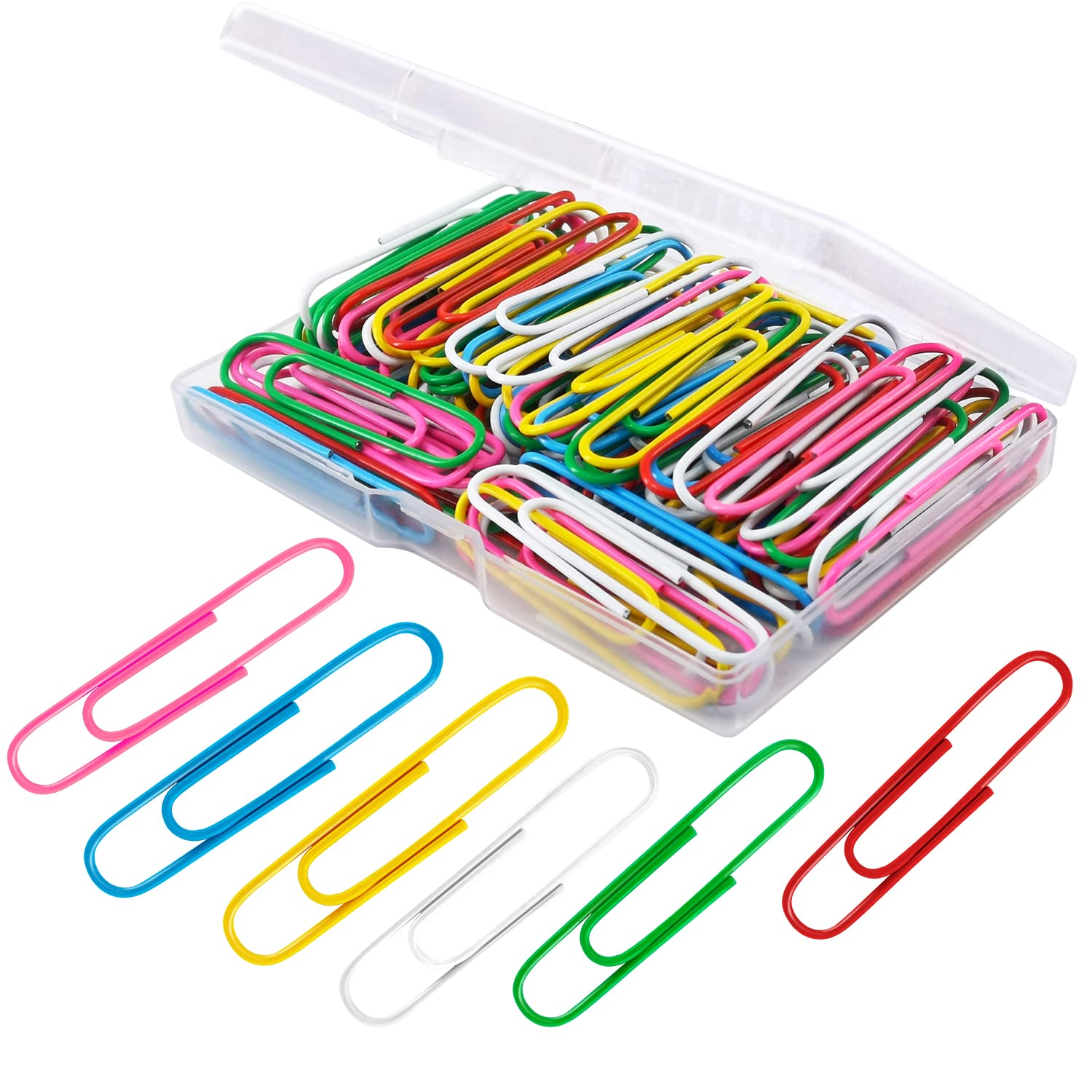 Paper Clips, 100Pcs 2 Inch Large Paperclips, Assorted Colored Coated Jumbo Reusable Big Paperclips, Large Colored Paper Clips for Office School Document Organizing