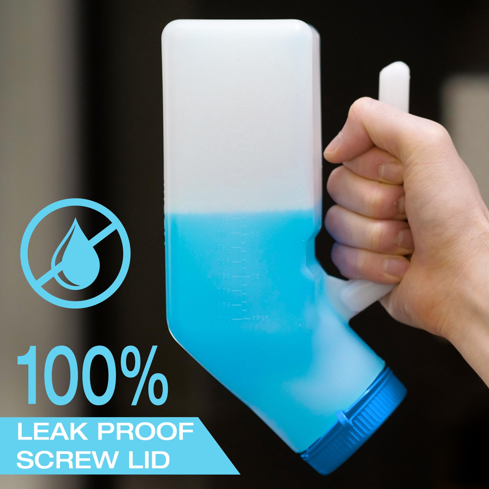 Urinals for Men Glow in The Dark Lid by Tilcare (1 Pack) - 32oz/1000mL Thick Plastic Mens Bedpan Bottle with Screw-on Lid - Spill Proof Portable Pee Bottles - Travel Urine Collection Containers