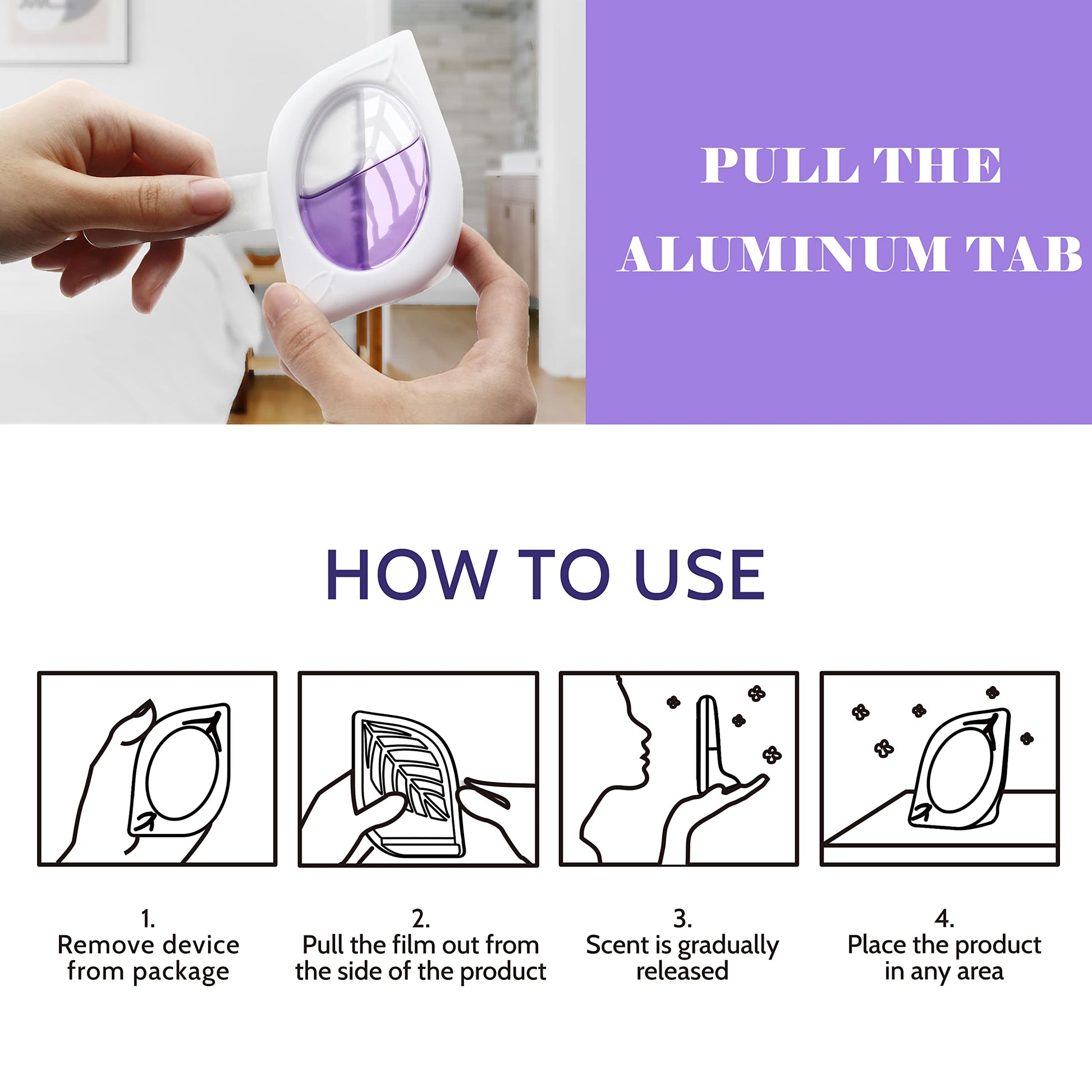 Air Freshener for Home, 4 Pack, Lavender, Odor Eliminator for Small Area Closets Bathroom Pets Strong Odor, Up to 120 Days