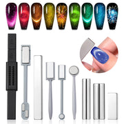 SAVILAND Cat Eye Magnetic für Nägel: 9-teiliges Cat Eye Gel Nagellack Magnet-Werkzeugset, starke Saugkraft, Nagelmagnet, Nägel, quadratischer runder Magnetstift, vielfältiger Cat Eye Effekt, doppelseitige Nagelstudio Kunstwerkzeuge