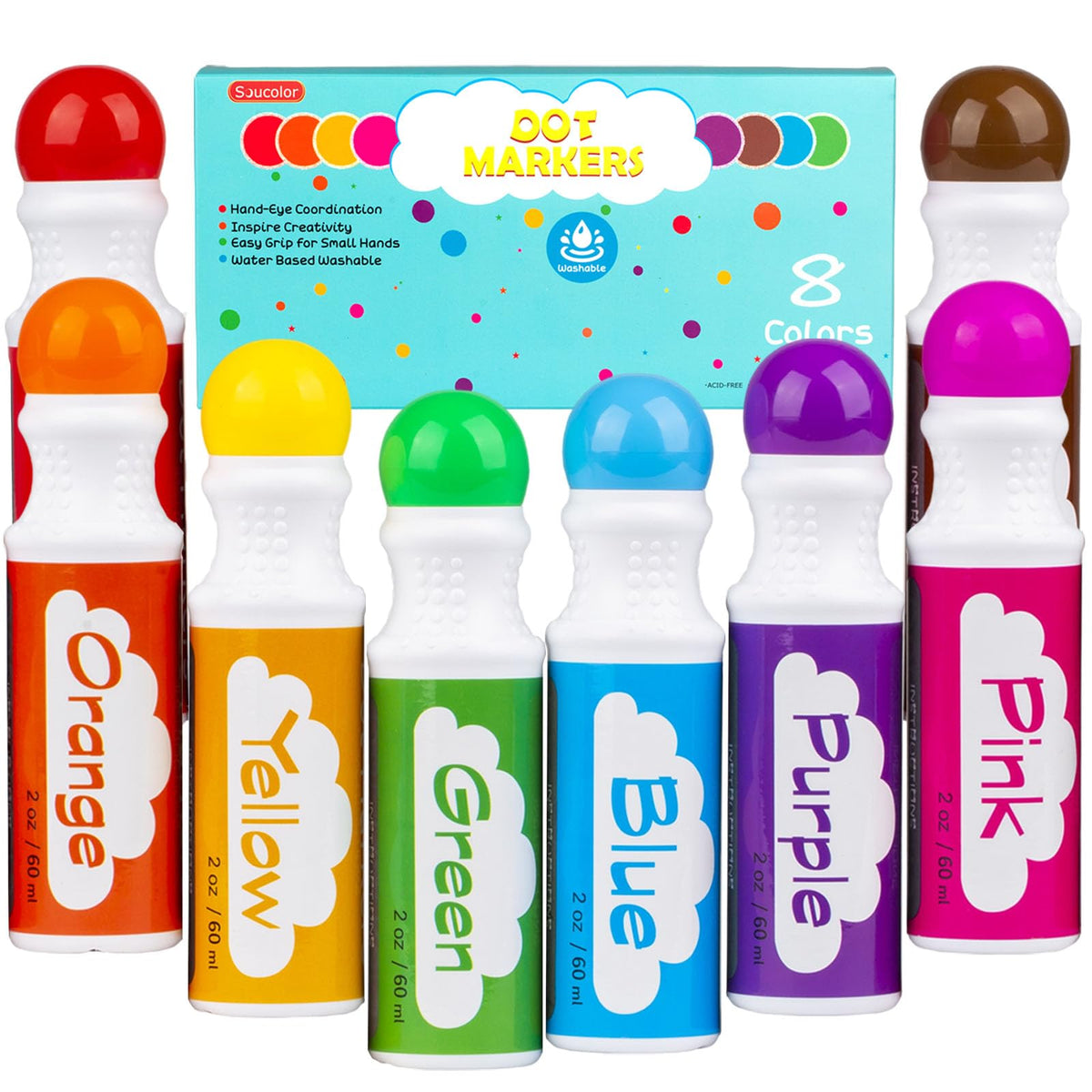 Dot Markers for Toddlers Kids Preschool, Bingo Daubers Washable Art Markers 8 Colors, Toddlers Arts and Crafts Supplies, Kids Painting Drawing Coloring Supplies, Dot Paint Craft Kit Preschool Learning