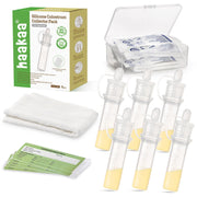 Haakaa Kolostrum-Sammelset, Muttermilchsammler mit Baumwolltuch und Aufbewahrungskoffer, gebrauchsfertig, wiederverwendbar, 4ml/6 Stück