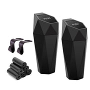 Ginsco Car Trash Can Cup Holder, 2 Pack Mini Trash Can with Lid, Car Accessories for Interior, Leakproof Small Trash Cup for Home with Additional 2 ABS Hooks and 90pcs Trash Bags Black