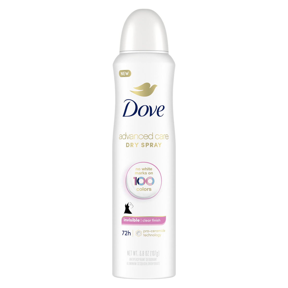 Dove Advanced Care Antiperspirant Deodorant Spray Clear Finish Invisible antiperspirant deodorant tested on 100 colors 72-hour odor and sweat protection with Pro-Ceramide technology 3.8 oz