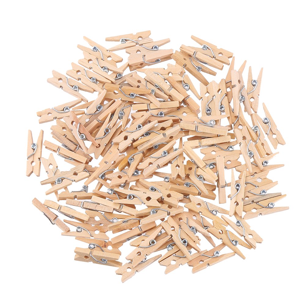 DECORA Robuste 1 Zoll Mini-Holzwäscheklammern 100 Stück