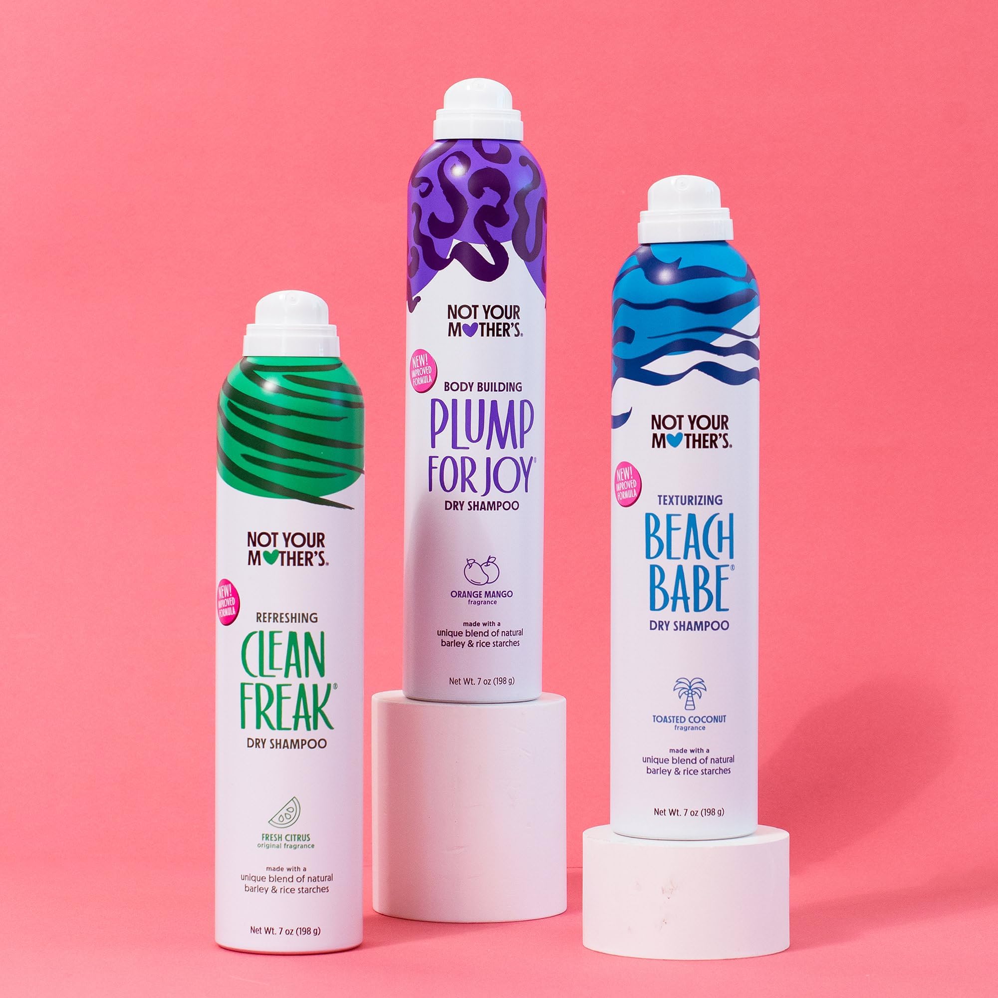 Not Your Mother's Dry Shampoo Spray Signature Assortment (3-Pack) - 7 oz Each - Clean Freak, Plump for Joy & Beach Babe - Instantly Absorbs Oil & Extends Style Life for Refreshed Hair