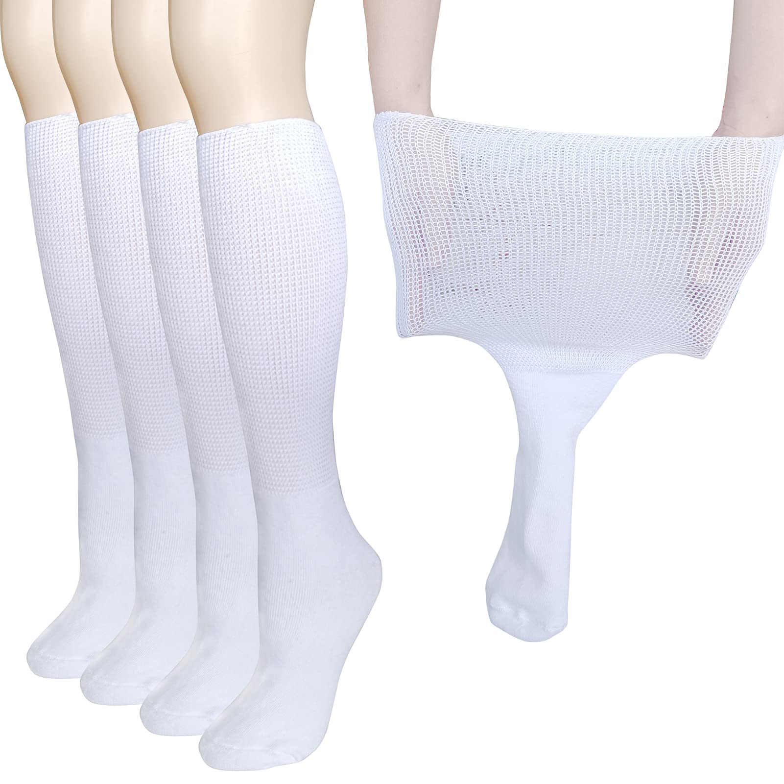 CIRZUEX Extra Wide Socks for Lymphedema Swollen Feet Leg, Bariatric Socks, Cast Boot Sock, Diabetic Non Binding Neuropathy Swelling Women Men 2 Pairs