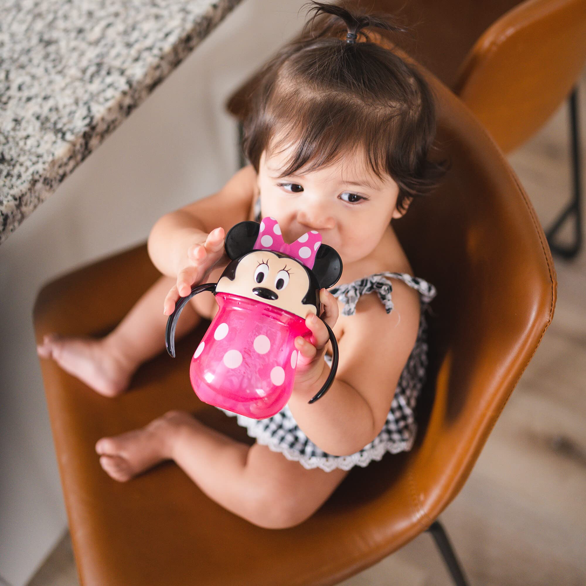 The First Years Disney Minnie Mouse Trainer Straw Cup - Disney Toddler Cups with Straw - 9 Months and Up - 7 Oz
