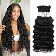 Menschliches Flechthaar für Boho-Zöpfe Deep Wave Bundles Echthaar 150g 6 Bündel/Packung 14 Zoll Bulk Boho Haar zum Flechten 12A Brasilianisches lockiges Boho-Zöpfe Echthaar zum Flechten Naturfarbe