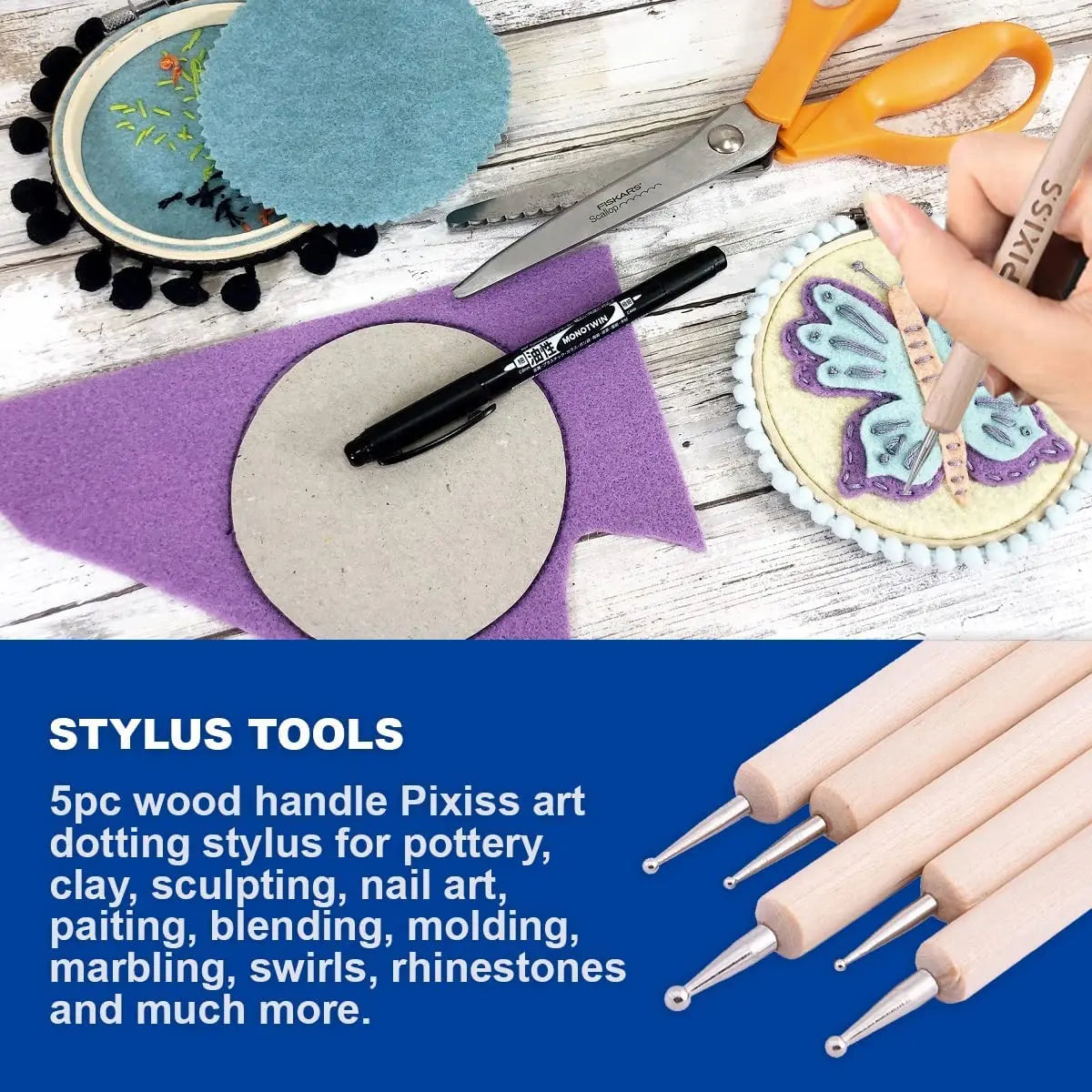 E6000 3.7 Ounce (109.4mL) Tube Industrial Strength Adhesive for Crafting, 10 Snip Tip Applicator Tips and Pixiss Art Dotting Stylus Pens 5 pcs Set