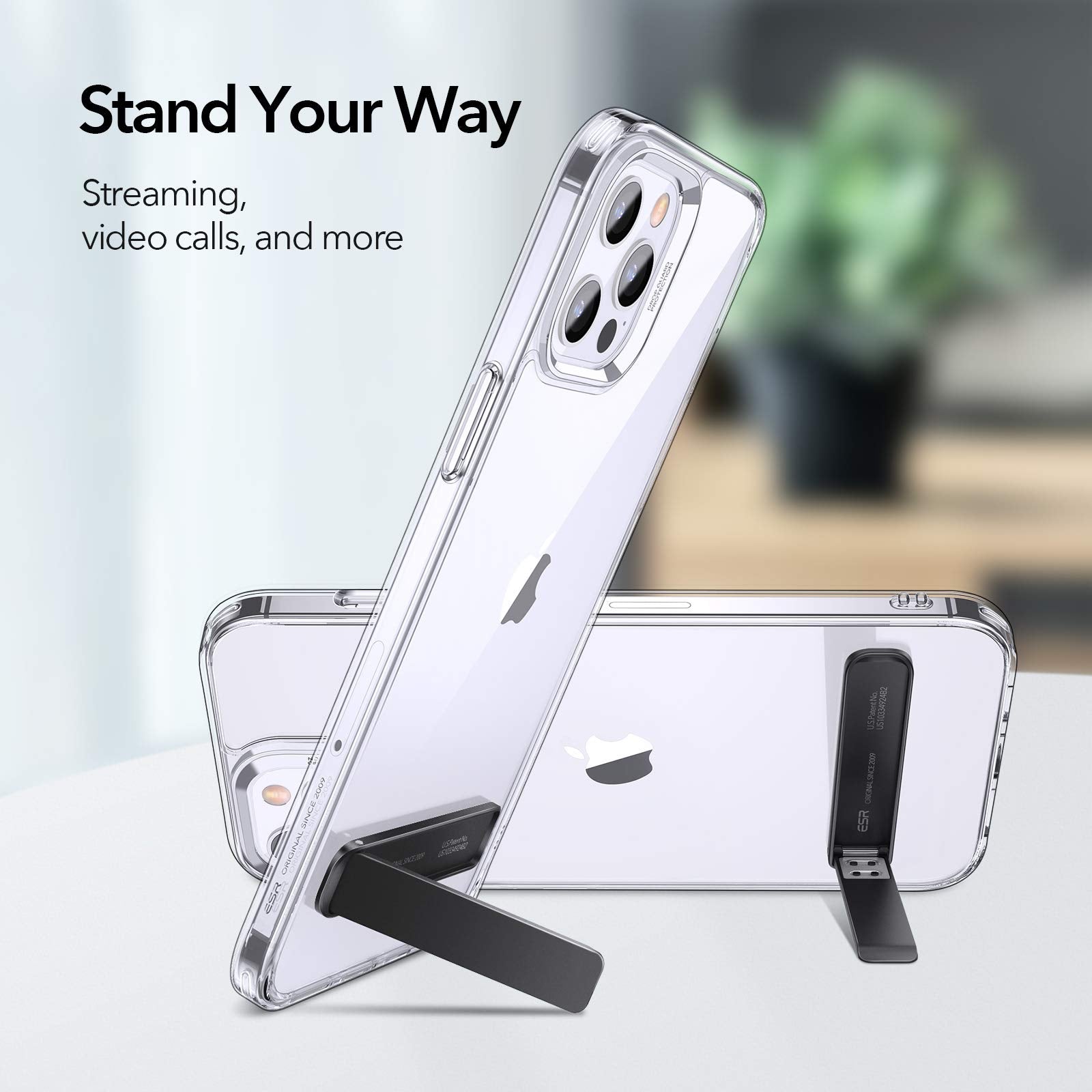 ESR Boost Phone Kickstand, Vertical and Horizontal Stand, Adjustable Angle, Compatible with iPhone Air 17 Pro Max, iPhone 16/15/14/13/12, Samsung Galaxy S25/S24/S23 Series, Google, Black