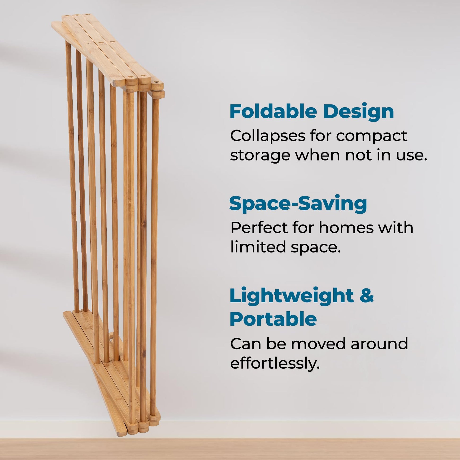 Honey-Can-Do Collapsible Bamboo Drying Rack – Sturdy & Foldable Laundry Drying Rack, Space-Saving & Portable Clothes Rack for Air-Drying Clothes, Towels, Blankets & Delicates, Indoor & Outdoor Use.