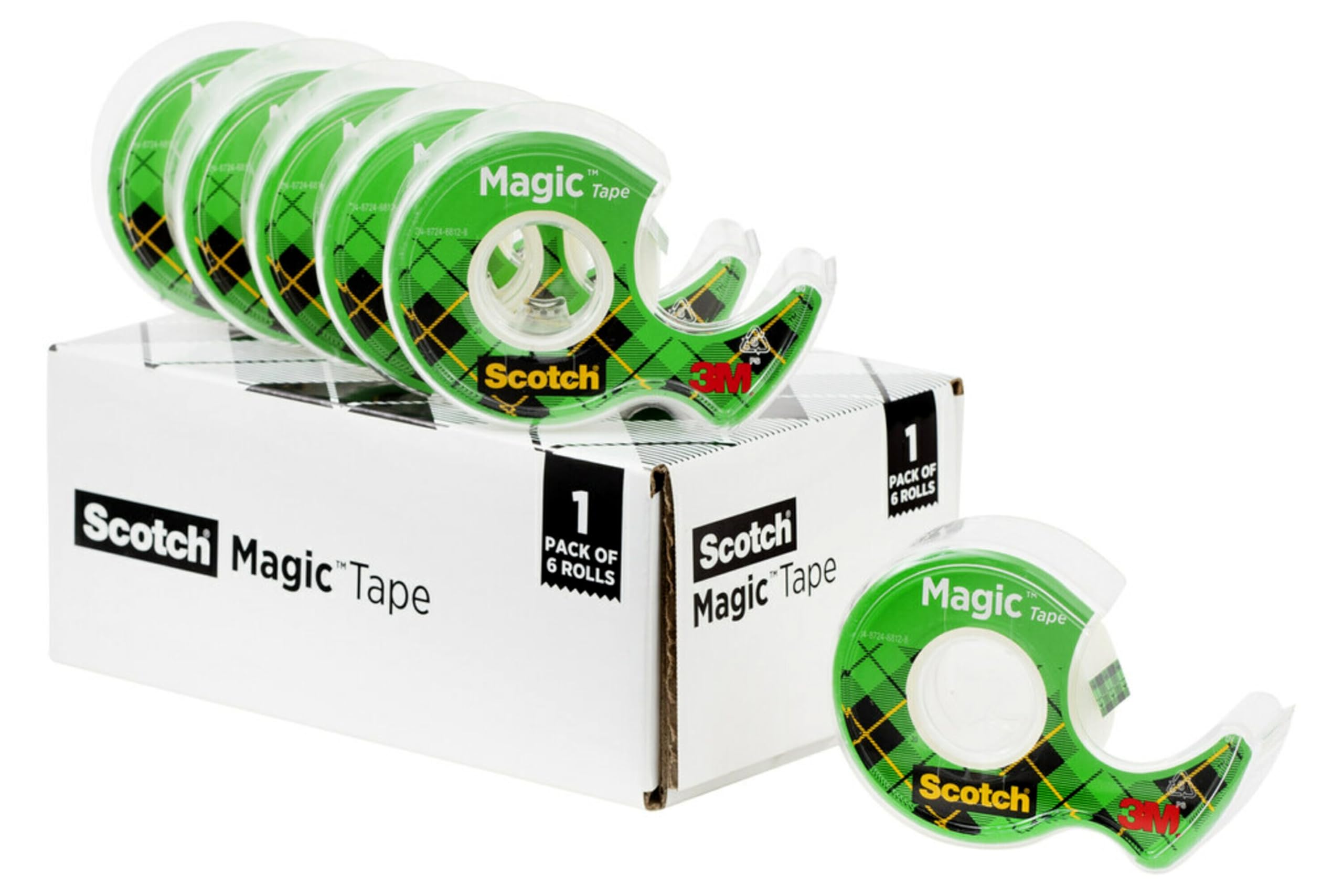 Scotch Magic Tape, Invisible Transparent Tape, 6 Tape Rolls with Dispensers, 3/4 in x 650 in