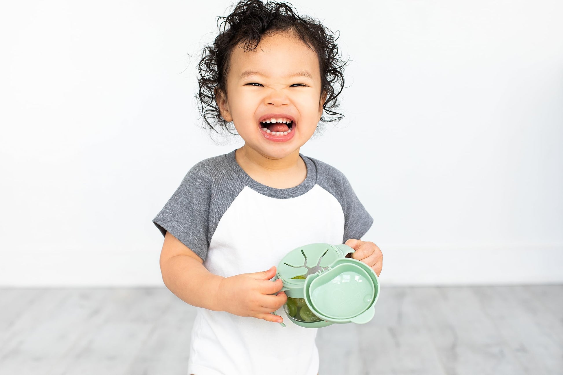 Ubbi Tweat No Spill Snack Container for Kids, BPA-Free, Toddler Snack Container, Sage & Blue