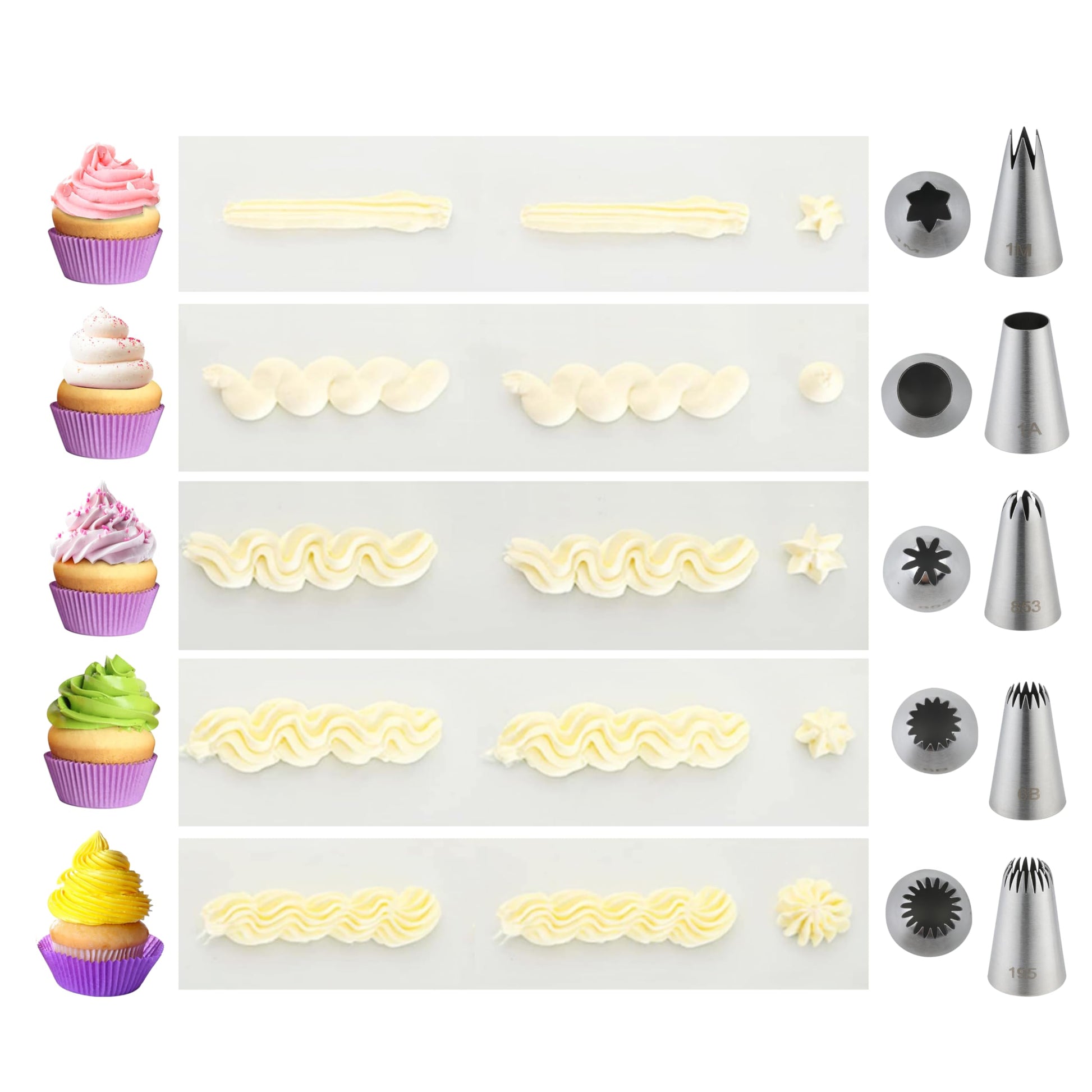 5PCS Large Piping Tips Set, COKUMA Stainless Steel Cake Decorating Tips, Frosting Icing Tips for Cupcakes, Cake, Cookie and Decorating (Dishwasher Safe)