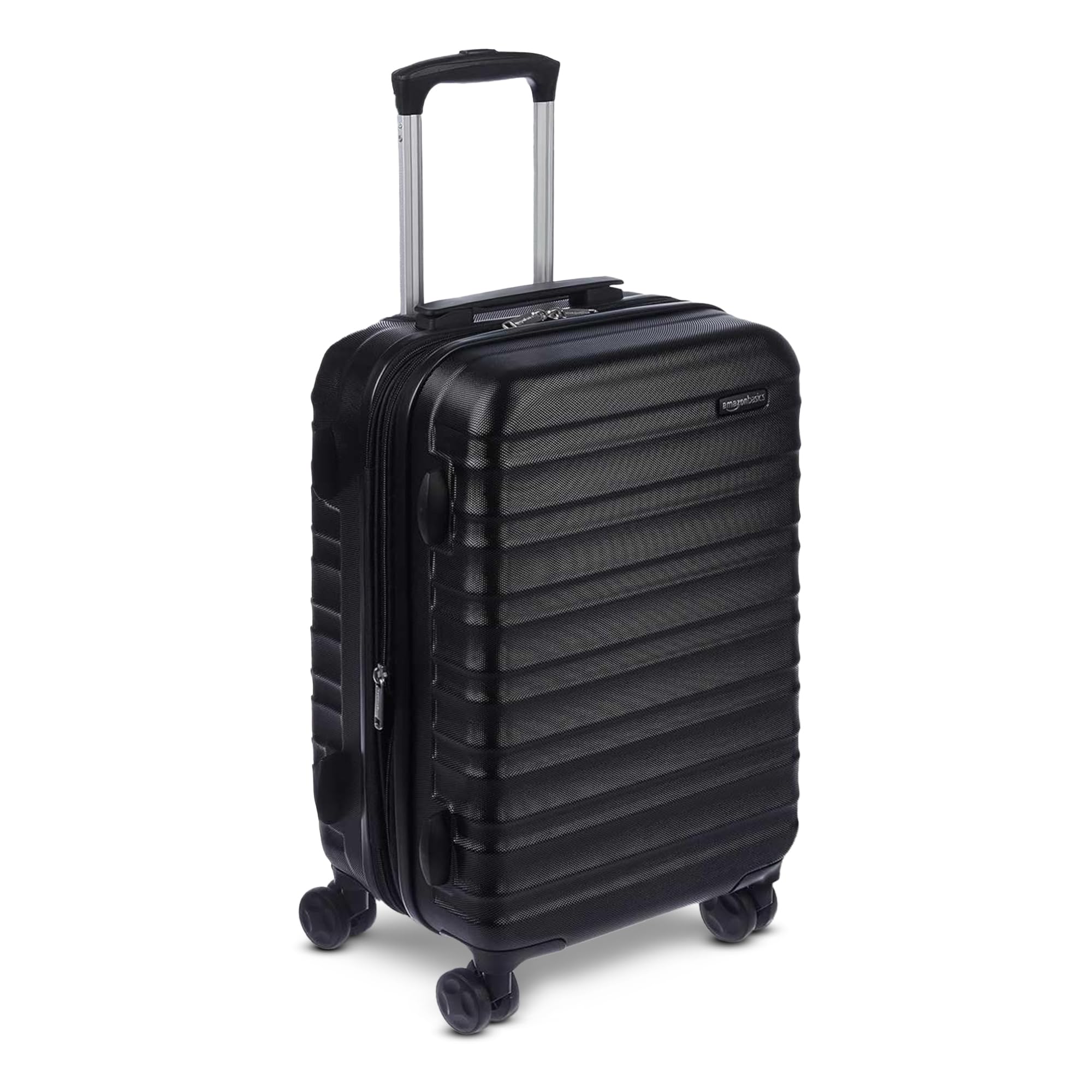 Basics 21" Hardside Carry-On Luggage, Hardshell Suitcase With Wheels, Expandable For Up to 25% More Space, With Scratch-Resistant Surface, Four Multi-directional Wheels, Black