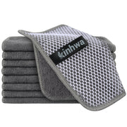 KinHwa Kitchen Washcloths for Dishes Absorbent Microfiber Dish Cloths Quick Dry Dish Rags with Poly Scour Scrub Side Ideal for Kitchen Cleaning (Gray, 7inchx7inch 9 Pack)