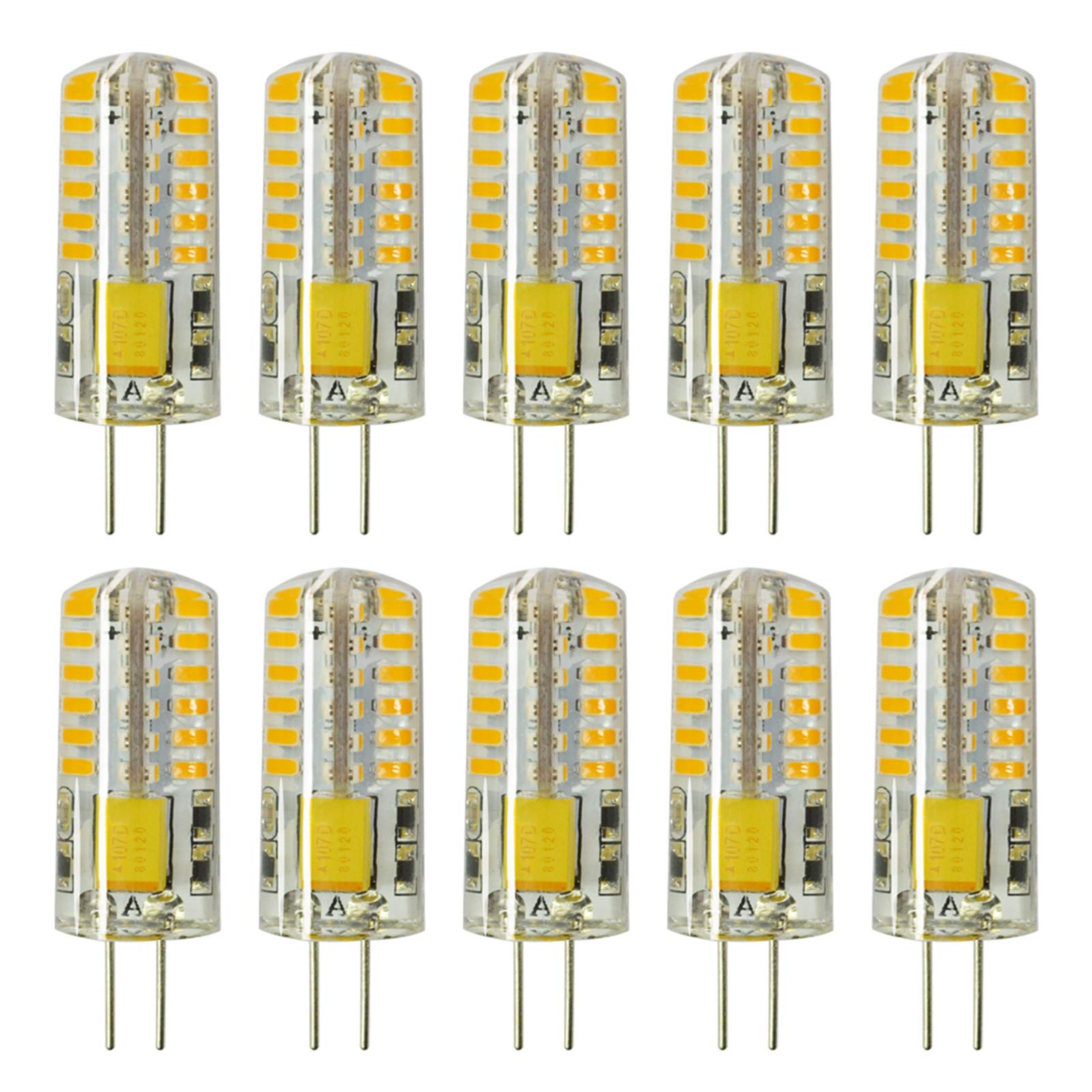 RAYHOO 10 Stück G4 LED-Lampen JC Bi-Pin Sockel Glühbirnen 3W AC/DC 12V 20W-30W T3 Halogenlampen Ersatz Landschaftslampen (Warmweiß 3000K)