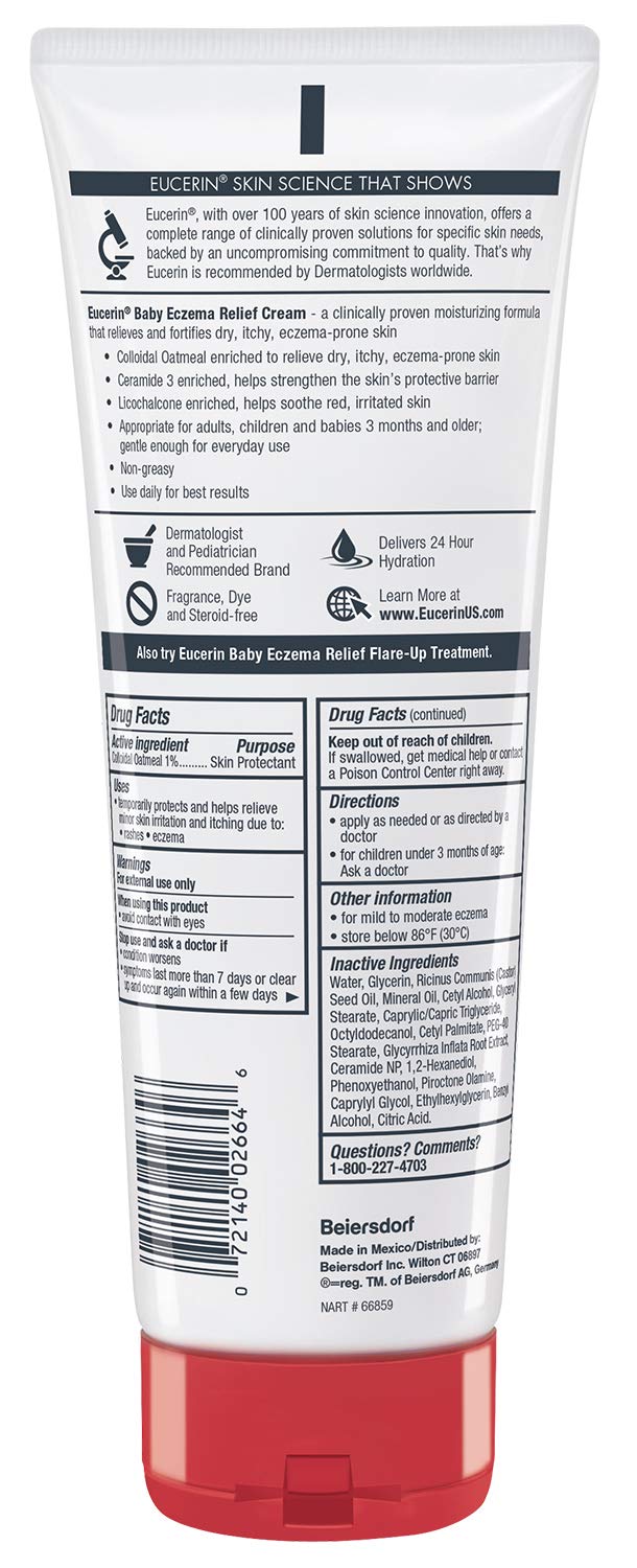 Eucerin Baby Eczema Relief Cream and Body Wash (13.5 Fl Oz) + Baby Eczema Cream (8 Oz), Fragrance Free Skin Care Set with Colloidal Oatmeal (Skin Protectant)