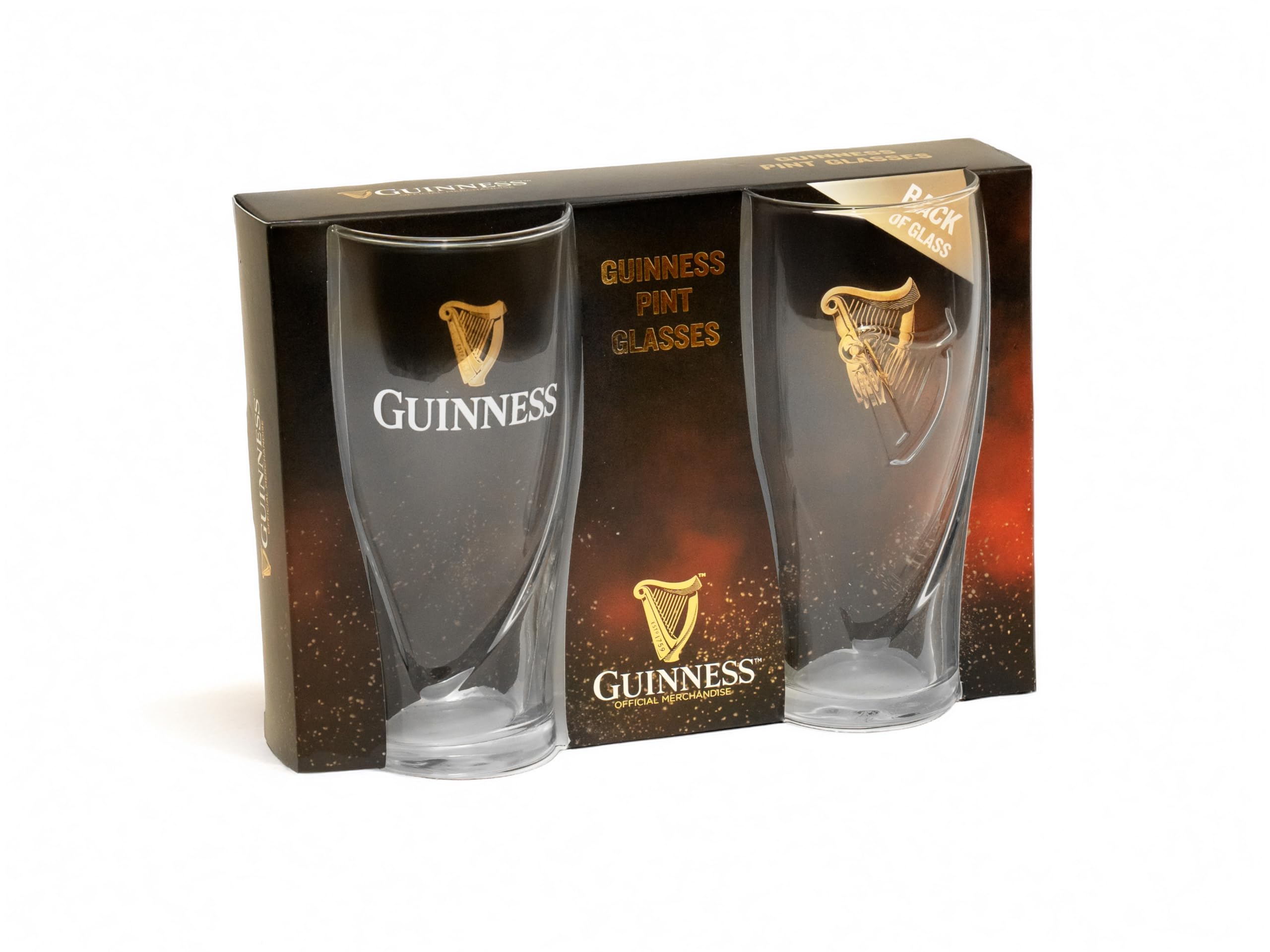 Guinness 20oz Beer Glasses Twin Pack | Certified Official Merchandise | Ideal gift for Beer Lovers