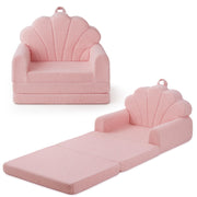 Blissful Diary Kids Couch, 2-in-1 Soft Toddler Couch Fold Out, Toddler Chair Comfy, Convertible Sofa to Lounger, Kids Furniture for Playroom, Gift for Birthday, Children's Day, Pink Shell