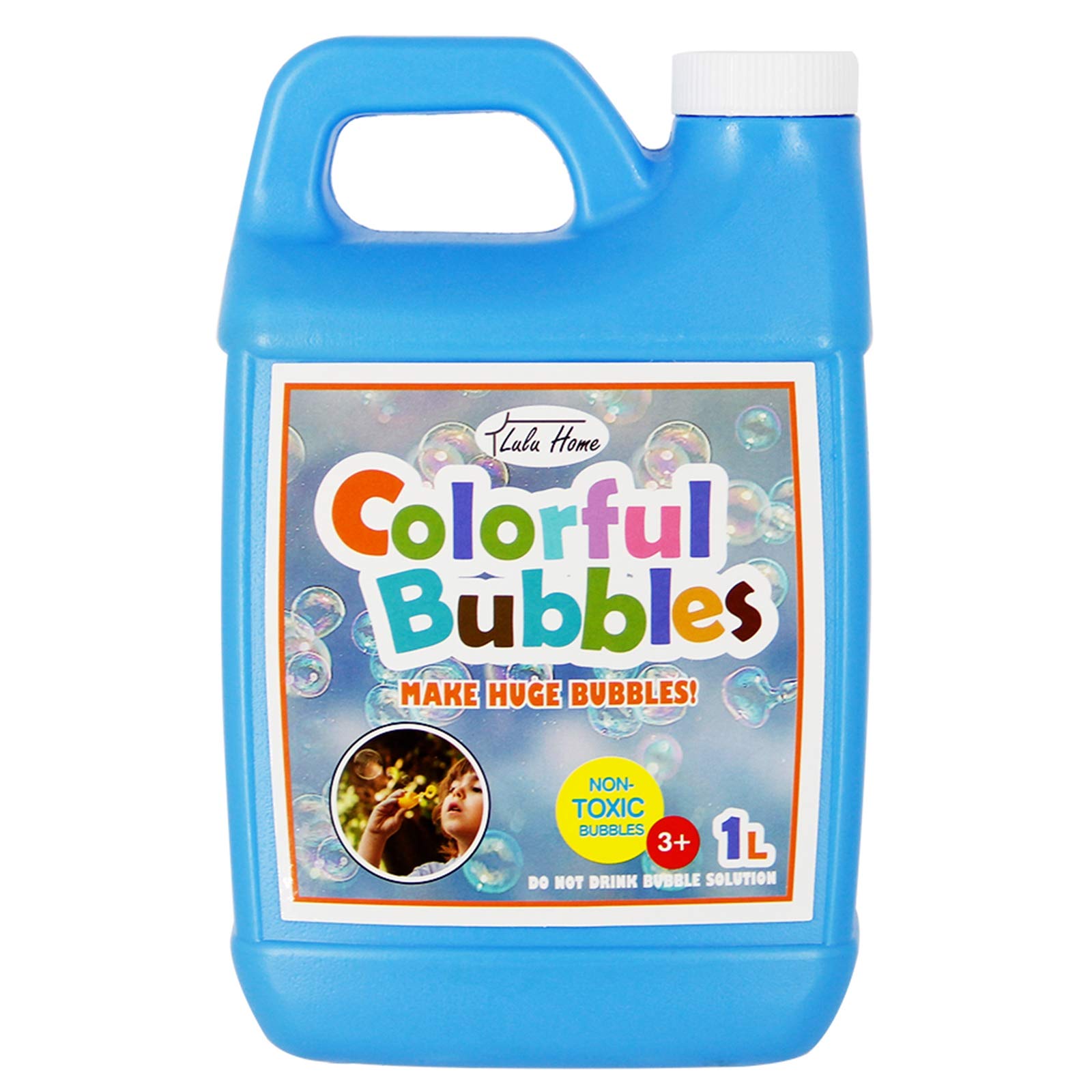 Lulu Home Konzentriertes Seifenblasenlösung, 1 L/ 33,8 OZ Nachfüllpackung für Seifenblasenmaschinen, Riesenstäbe und Gebläse – Bis zu 9,5 Liter für Kindergeburtstage