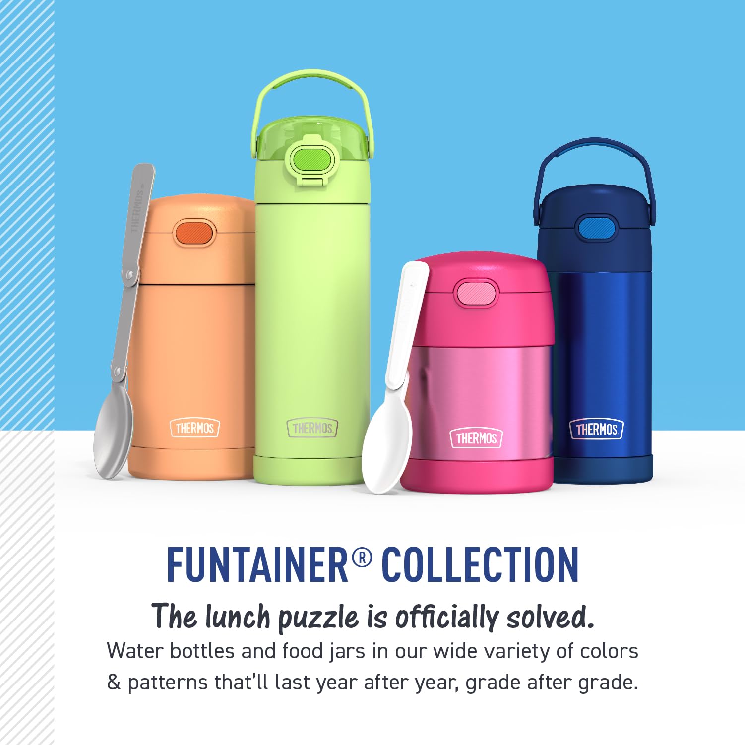 THERMOS FUNTAINER 16 Ounce Stainless Steel Vacuum Insulated Bottle with Wide Spout Lid, MINECRAFT