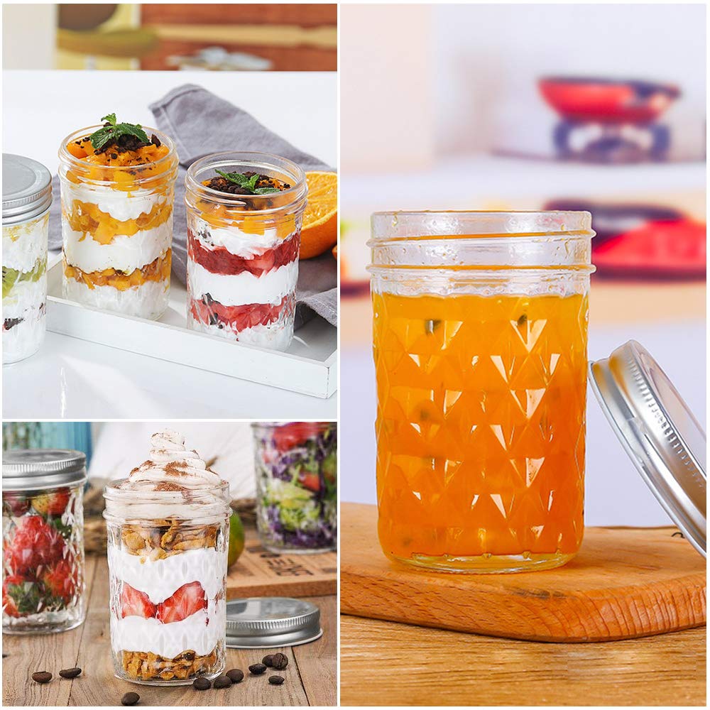 SKOCHE Mason Jars 8 oz 24 Pack Half Pint Canning Jars with Regular Airtight Lids and Bands, Small 8oz Glass Jars with Lids, Ideal for Fermenting, Pickling, DIY Decors, Fruit Preserves, Jam, Jelly