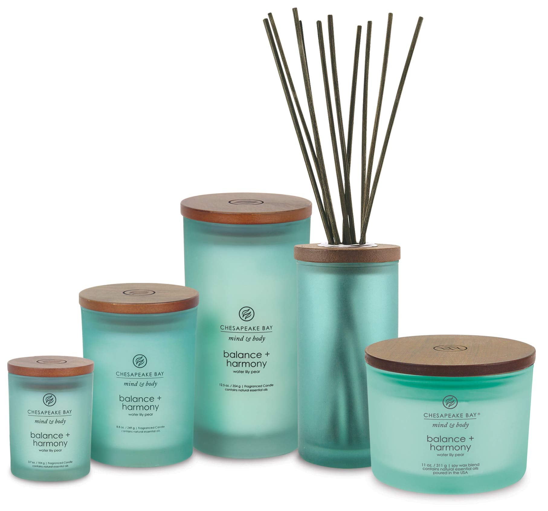 Chesapeake Bay Balance + Harmony Scented Candle Water Lily Pear Fragrance 50 Hours Burn Time Warm & Decorative Soy Wax Blend