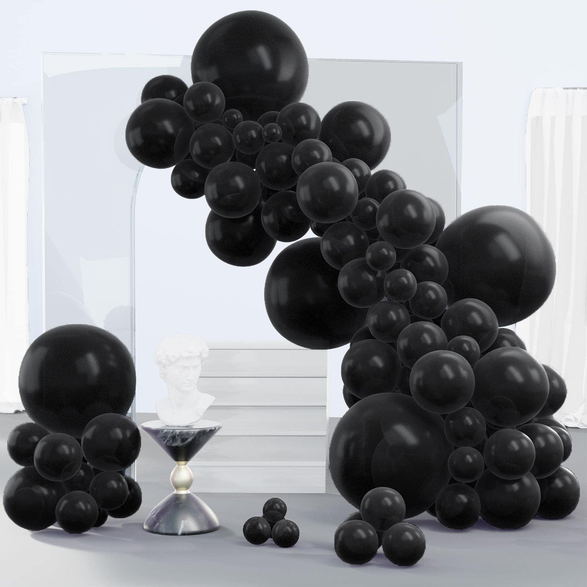 PartyWoo Black Balloons 140 pcs Different Sizes Pack of 18 12 10 5 Inch Matte Black Latex Balloon Arch Kit Garland for Graduation Halloween New Year Anniversary Birthday Party Decorations Black-Y18