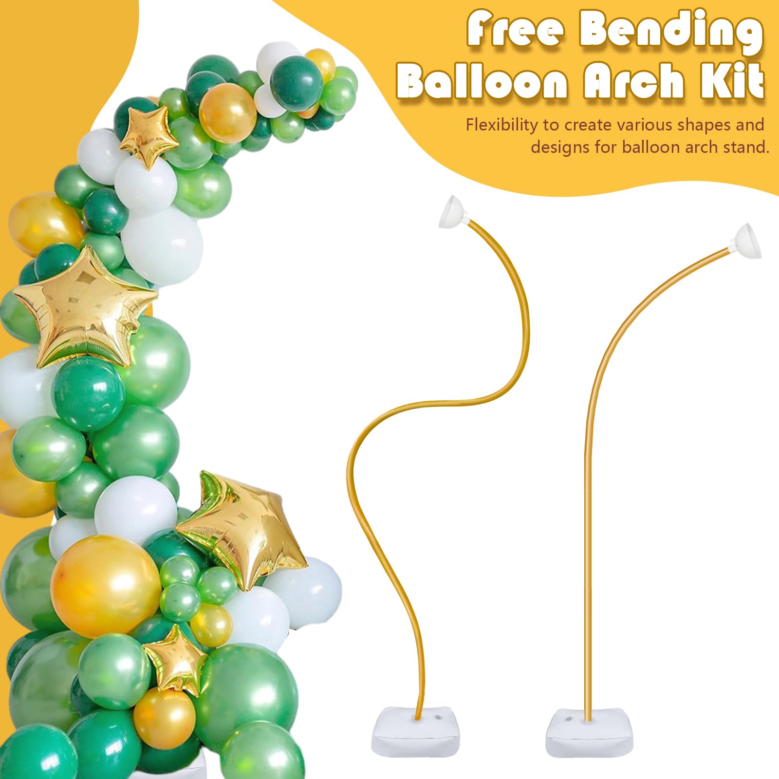 AerWo Balloon Arch Kit 9.35FT & 6FT, Free Bending Half Balloon Arch Stand with Base, Floor Gold Balloon Arch Frame Backdrop for Wedding Birthday Party Baby Shower Yard Lawn Home Halloween Decorations