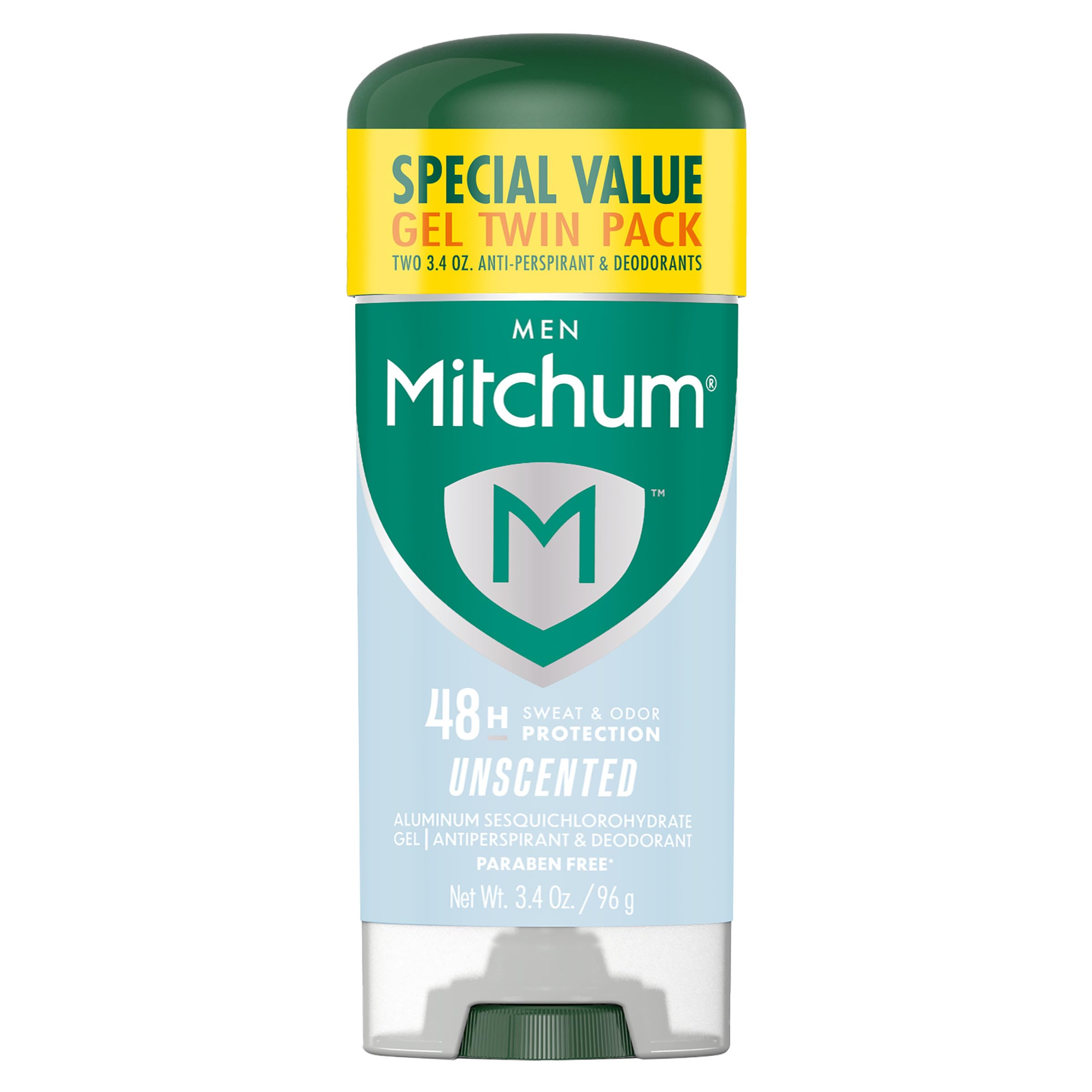 Mitchum Men's Triple Odor Protection Antiperspirant & Deodorant Gel, Unscented, 48HR Protection, 2 pack