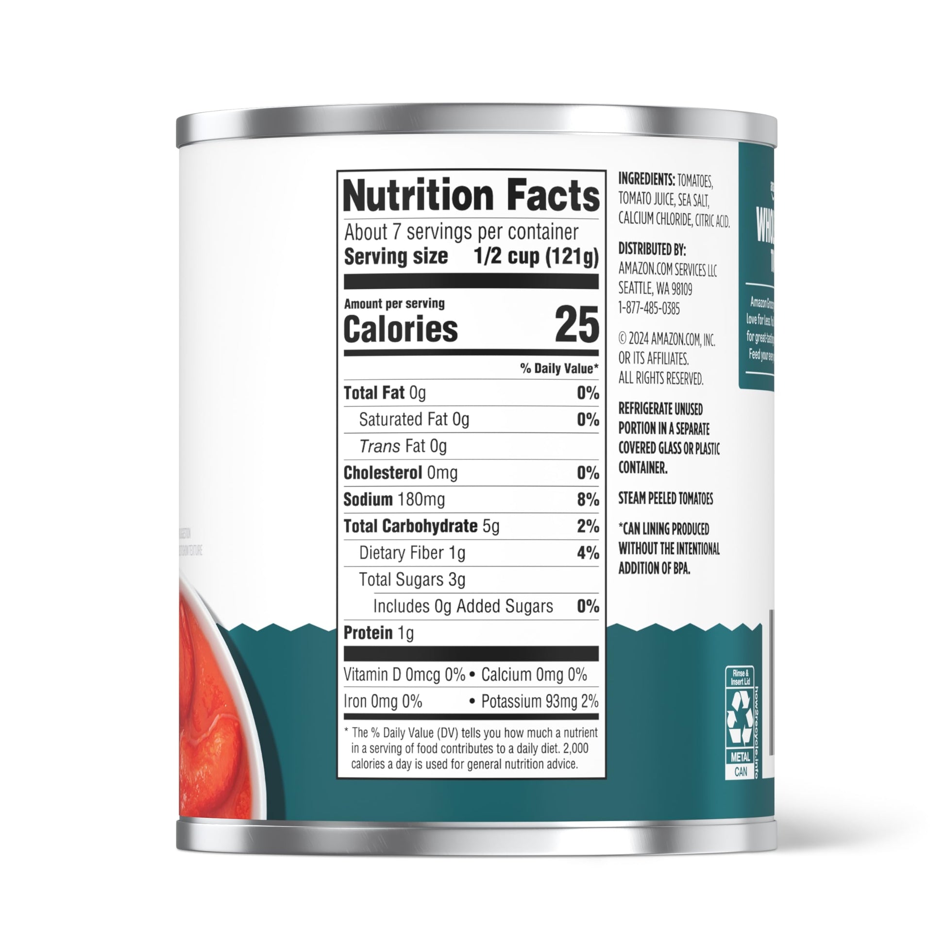 Amazon Grocery, Whole Peeled Tomatoes, 28 Oz (Previously Amazon Fresh, Packaging May Vary)