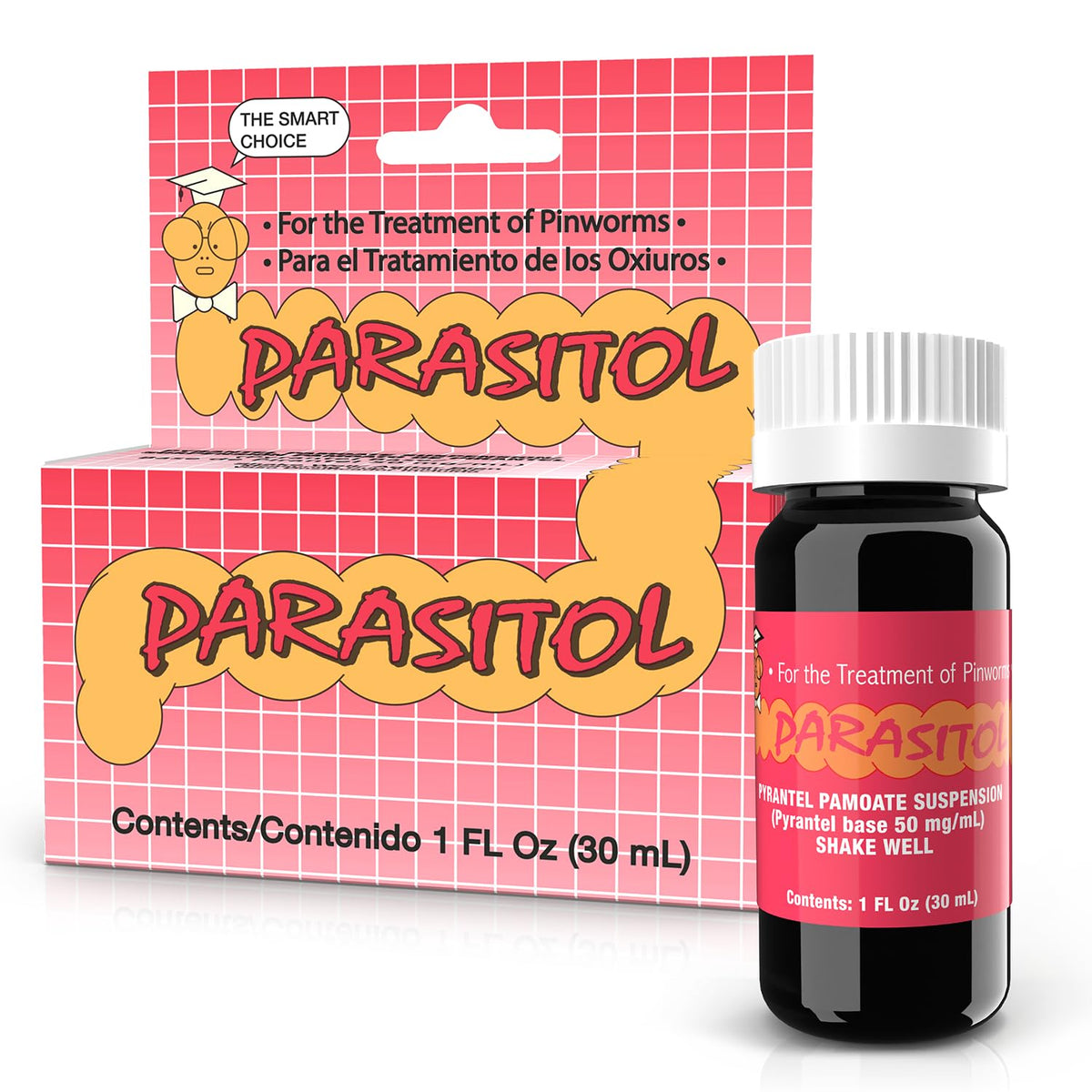 PARASITOL Pinworm Medicine for Family | Effective Deworming Formula with Pyrantel Pamoate, Quick Relief for All Ages, Easy Liquid Form, Safe & Gentle, Human Dewormer for All Parasites, 1 Fl Oz, 1-Pack