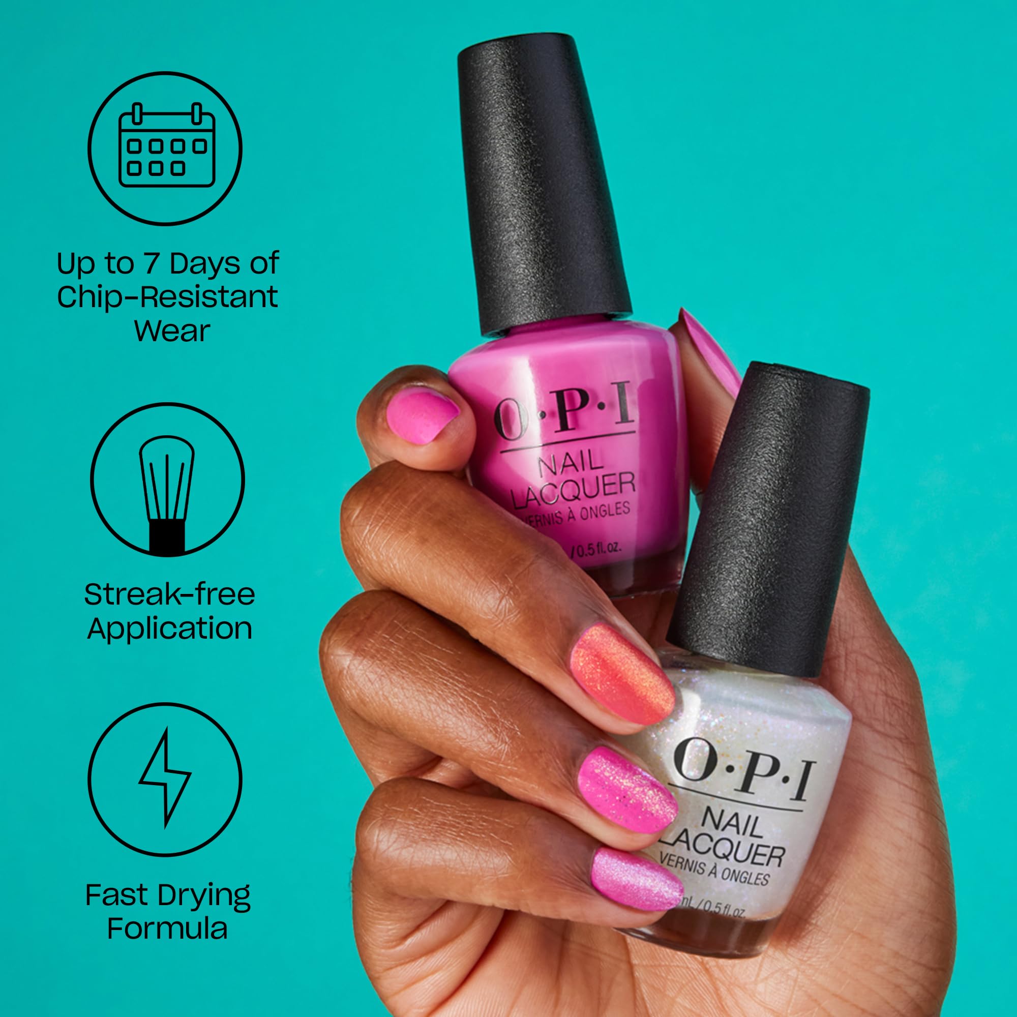 OPI Nagellack, deckender & lebendiger Creme-Finish schwarzer Nagellack, bis zu 7 Tage Halt, splitterfest & schnelltrocknend, Black Onyx, 15 ml