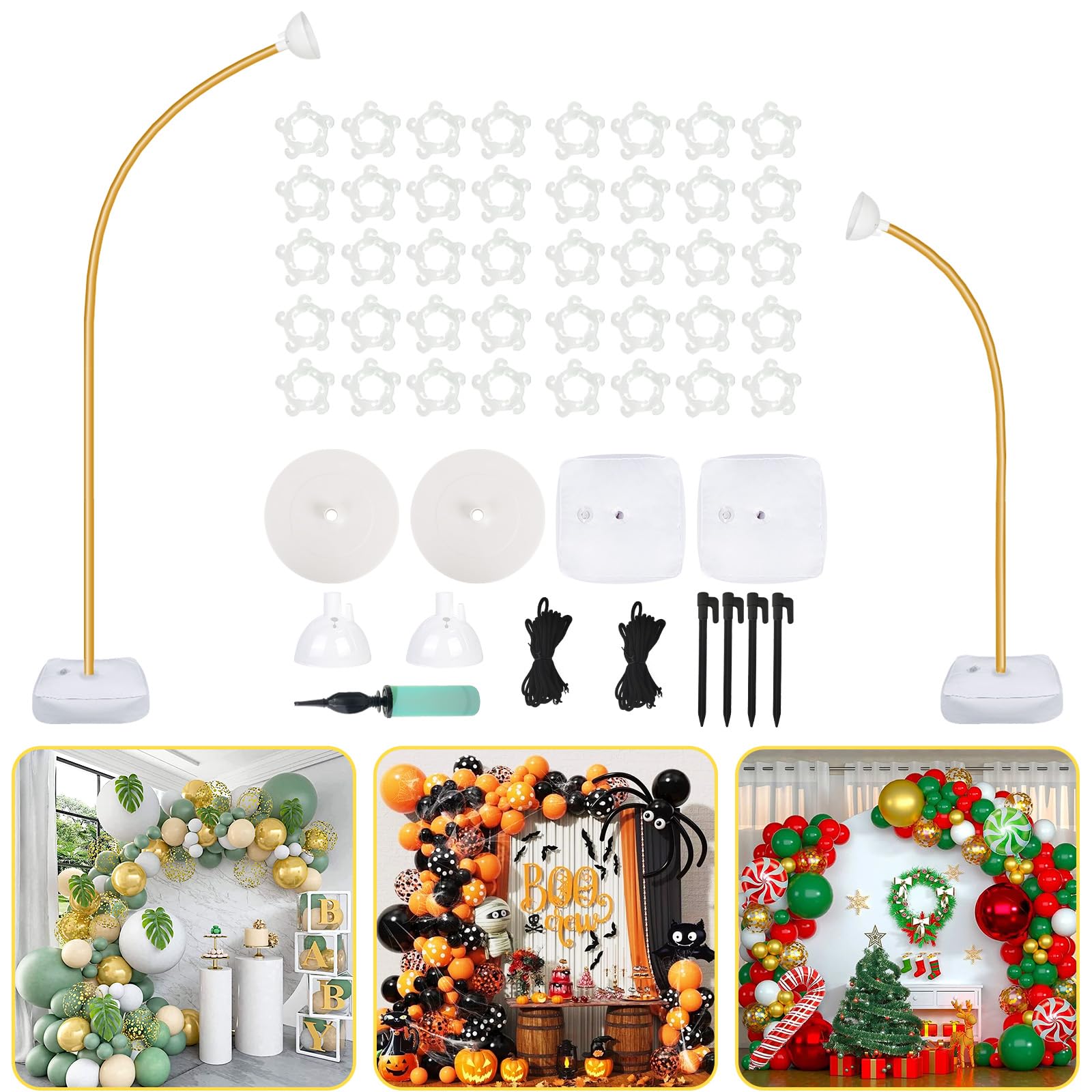 AerWo Balloon Arch Kit 9.35FT & 6FT, Free Bending Half Balloon Arch Stand with Base, Floor Gold Balloon Arch Frame Backdrop for Wedding Birthday Party Baby Shower Yard Lawn Home Halloween Decorations