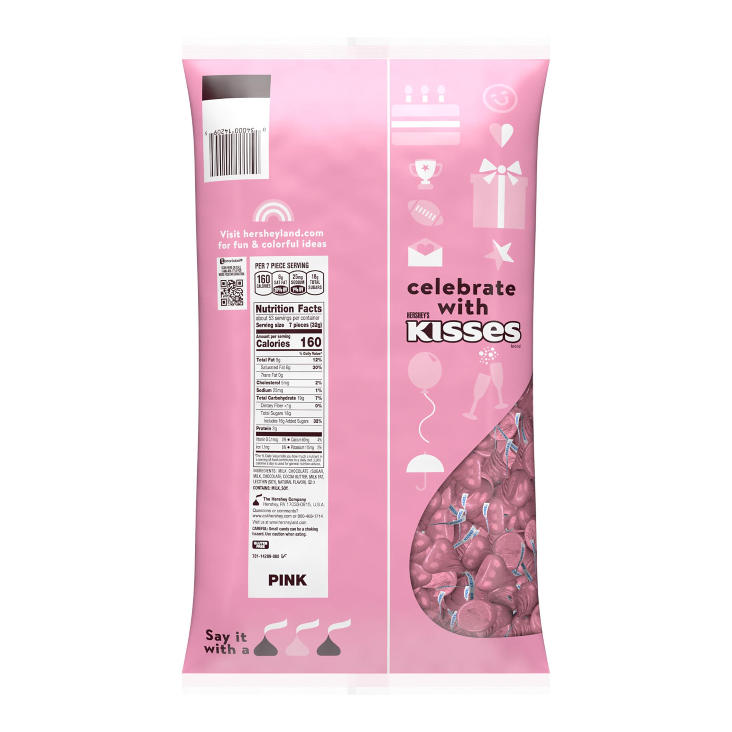 HERSHEY'S KISSES Milk Chocolate Candy Bulk Bag, 60 oz