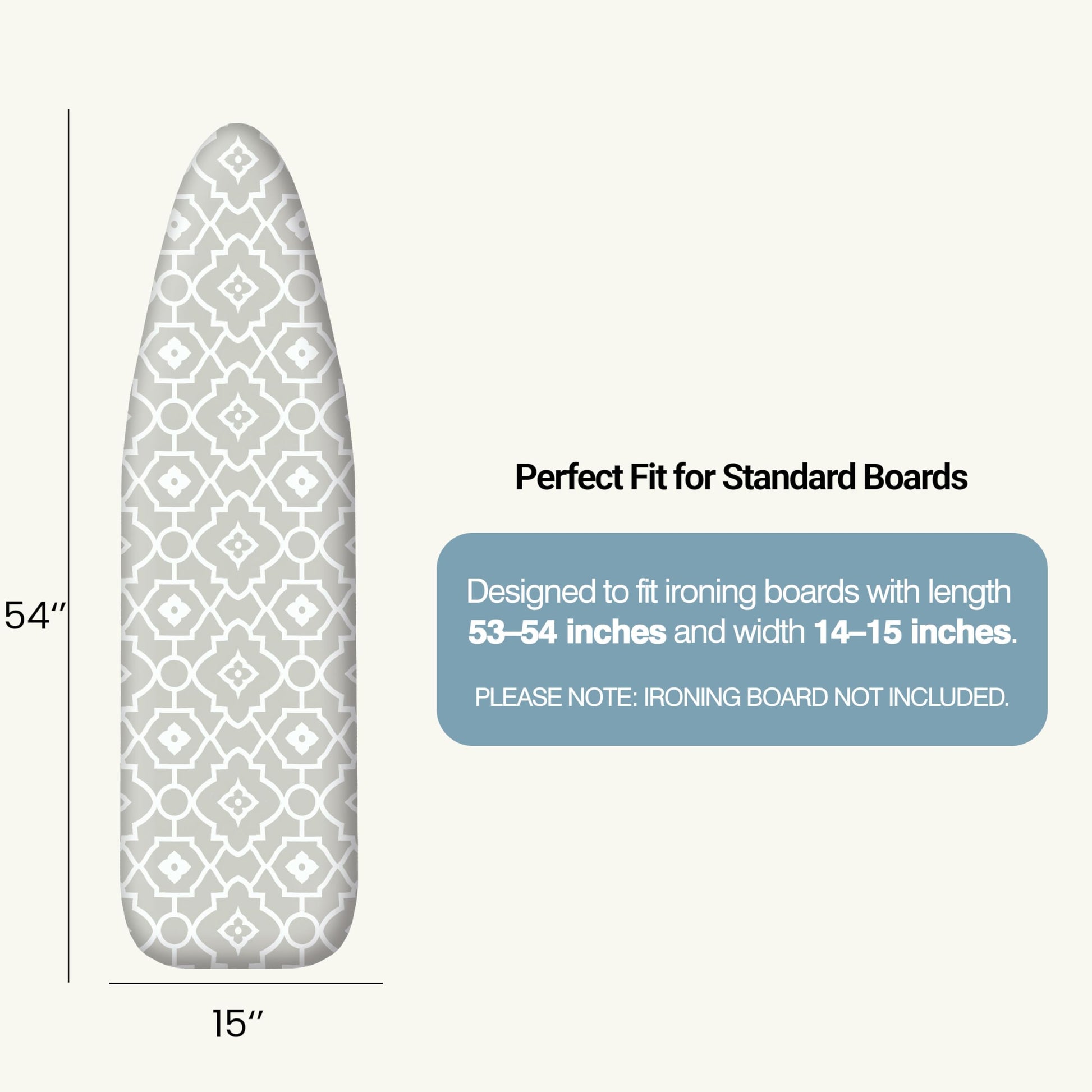 UniSimp Ironing Board Cover and Pad 15X54“ - Extra Thick Natural Cotton, Scorch & Stain-Resistant Padding, Standard Size Iron Board Cover with Metal Fasteners Heavy Duty Elastic Edge, Heatproof