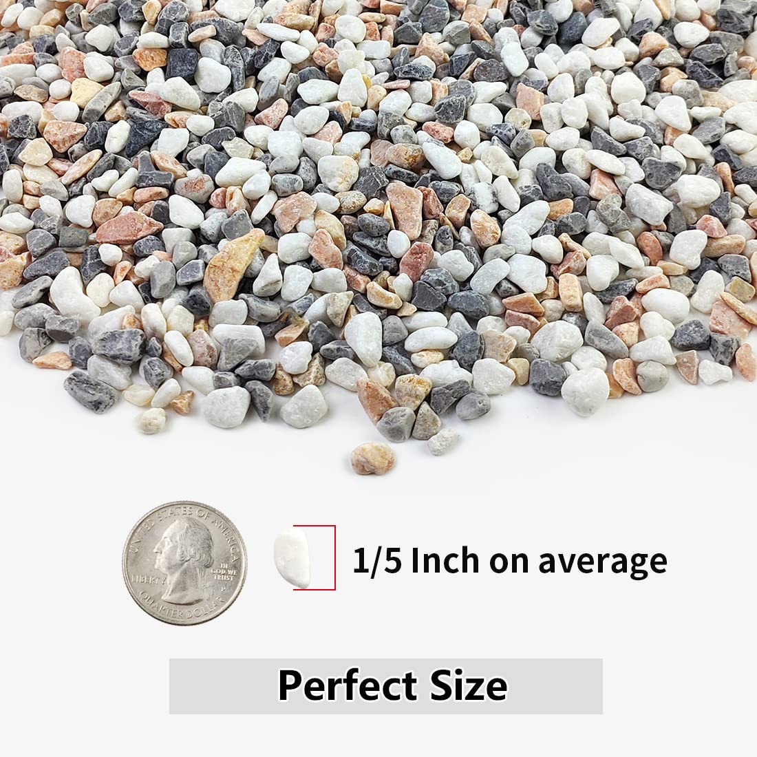 YISZM 2LB Succulent and Cactus Gravel Pebbles, 1/5 Inch Natural Decorative Polished Stones, River Rocks for Vases, Aquariums, Terrarium and Outdoor Gardening, Mixed Color