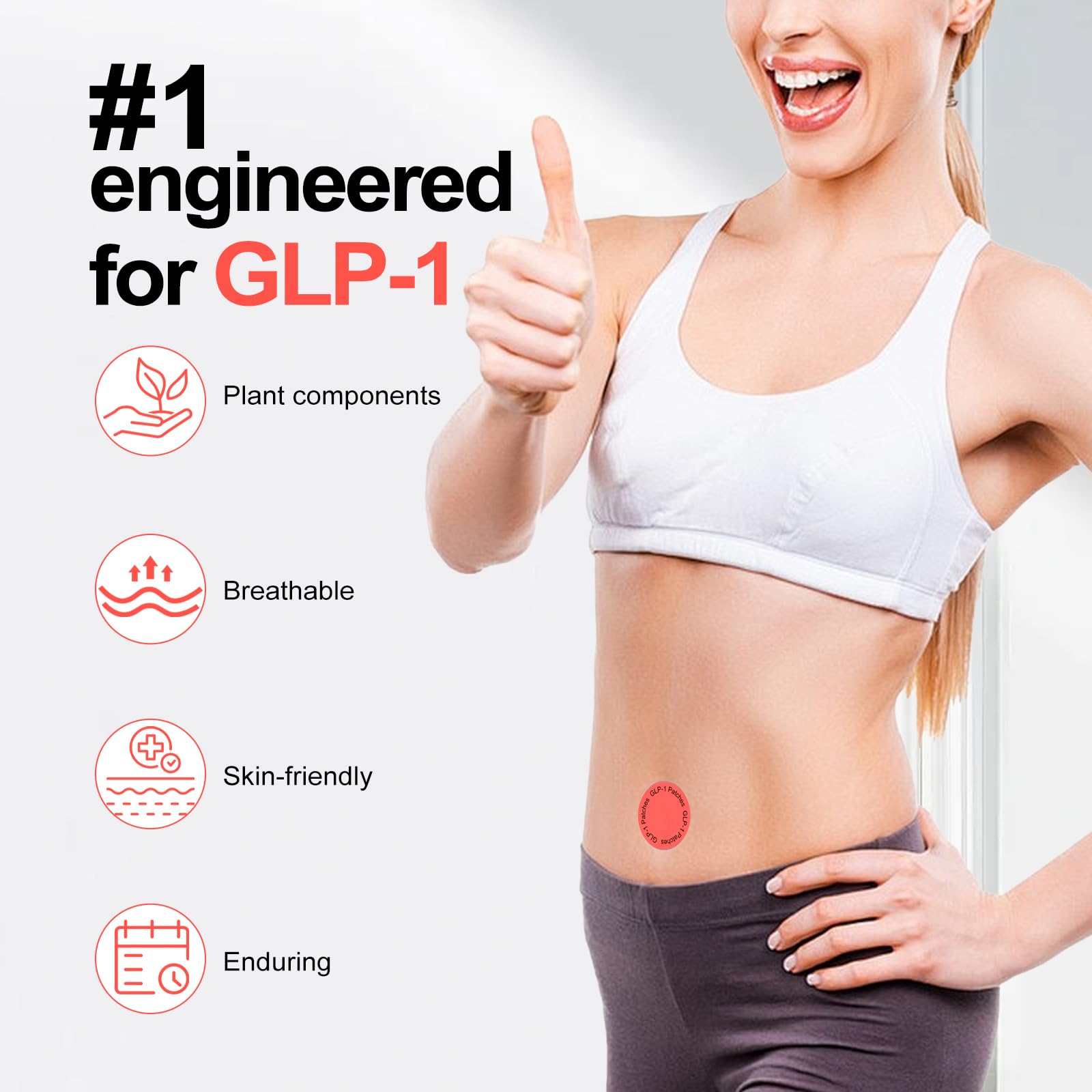 USHJNV GLP-1 Patch -8-Hour Long-Lasting Formula Support - Suitable for Men and Women's Body Care Patches - can be Applied to Various Parts of The Body -30 Pieces Set.