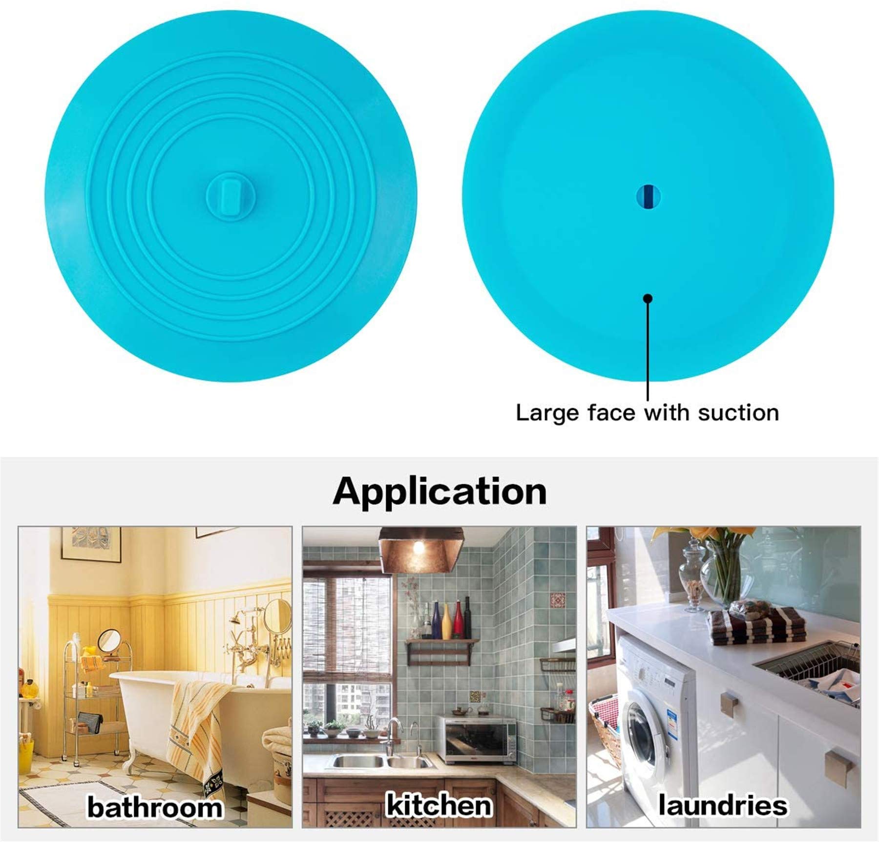 tifanso 2 Pack 6” Bathtub Tub Drain Cover Stopper, Large Silicone Suction Bathroom Drain Plug Hair Stopper, Bathroom Accessories for Kitchen and Laundry