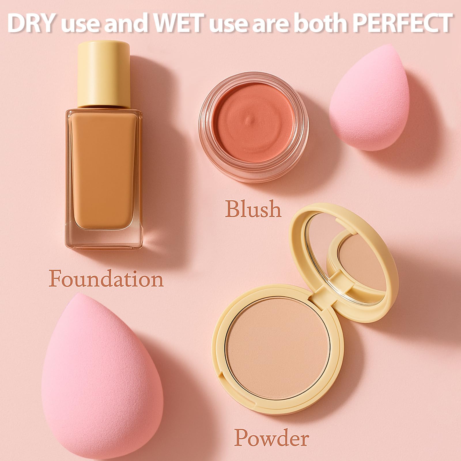 Makeup Sponge Set Foonbe Blender Sponges 7 Pcs for Liquid, Cream, and Powder, Latex Free, Multi colored Beauty Sponges with 1 Mini Sponge, Vegan & Cruelty-Free