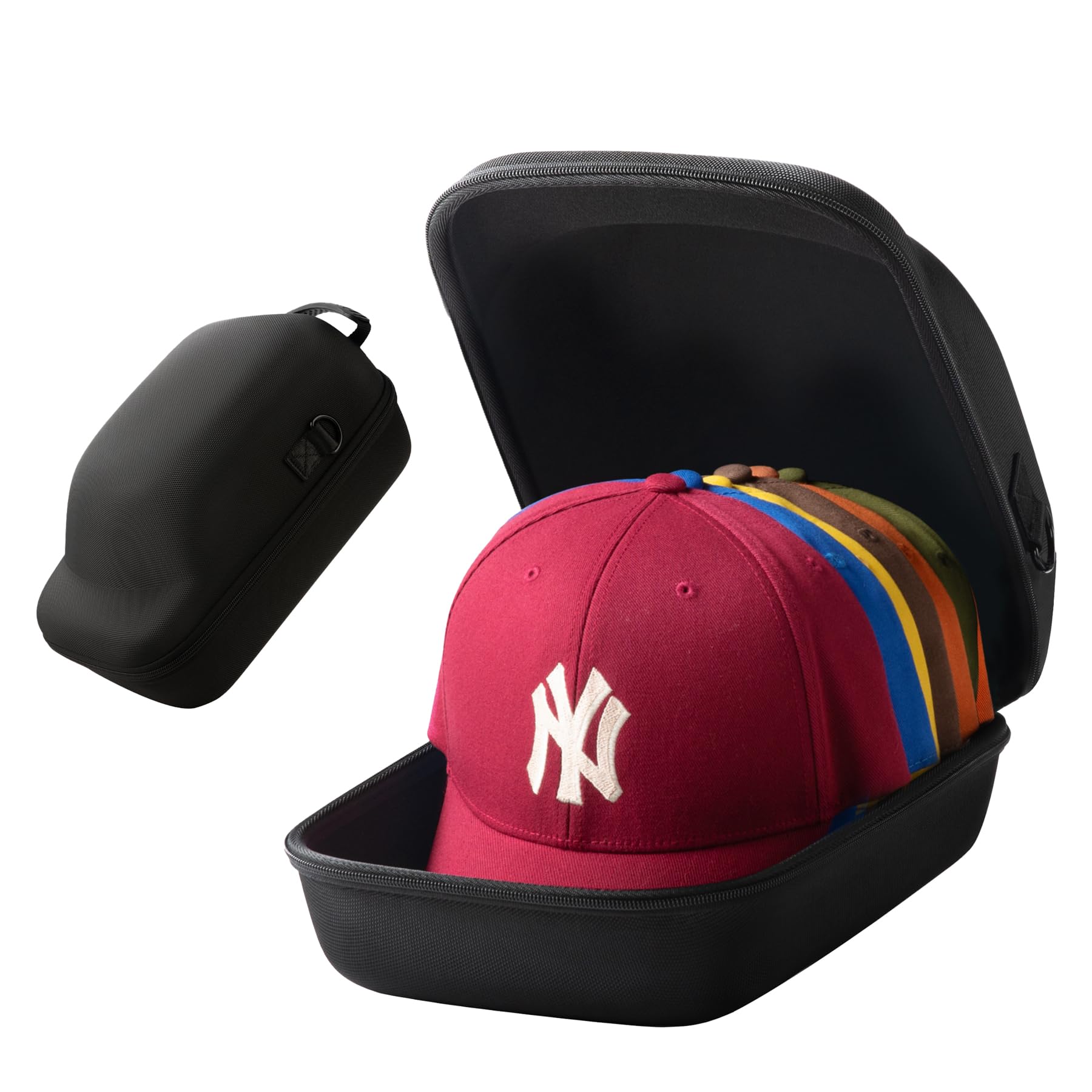 Ozueccr Hard Hat Travel Case - Storage for Baseball Caps with Carrying Handle and Adjustable Shoulder Strap, Hat Organizer Protects up to 6 Hats, for Travel and Home Storage (Black)