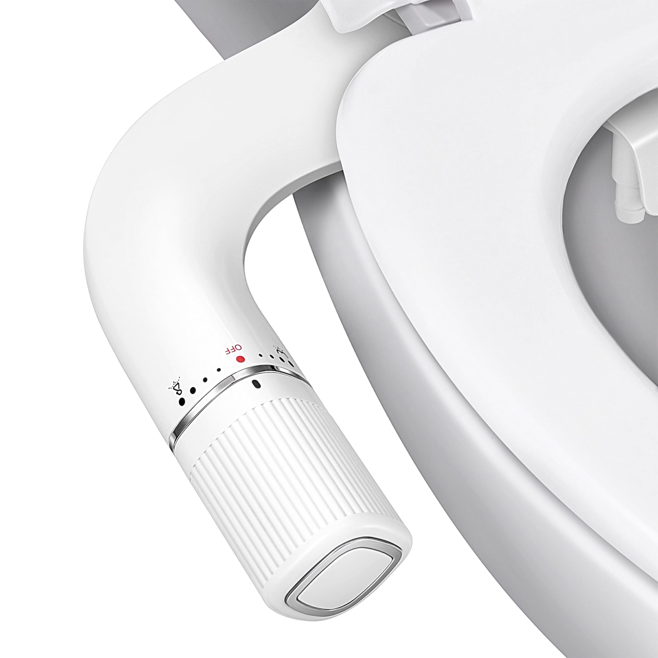 BIGCOW Ultraflacher Bidet-Aufsatz für Toiletten – Doppeldüse (Vorder- und Gesäßreinigung) mit einstellbarem Kaltwasserdruck und Edelstahleinlass – Hygienische Lösung für frische Sauberkeit