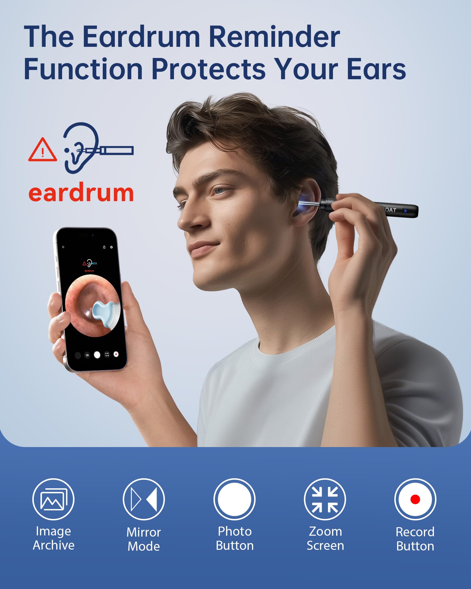 Ear Wax Removal Tool Camera, Ear Cleaner with Camera, Ear Scope, Earwax Removal Kit with Otoscope, Ear Canel Cleaning 6 LED Lights 12 Ear Pickers, 1296P HD Black