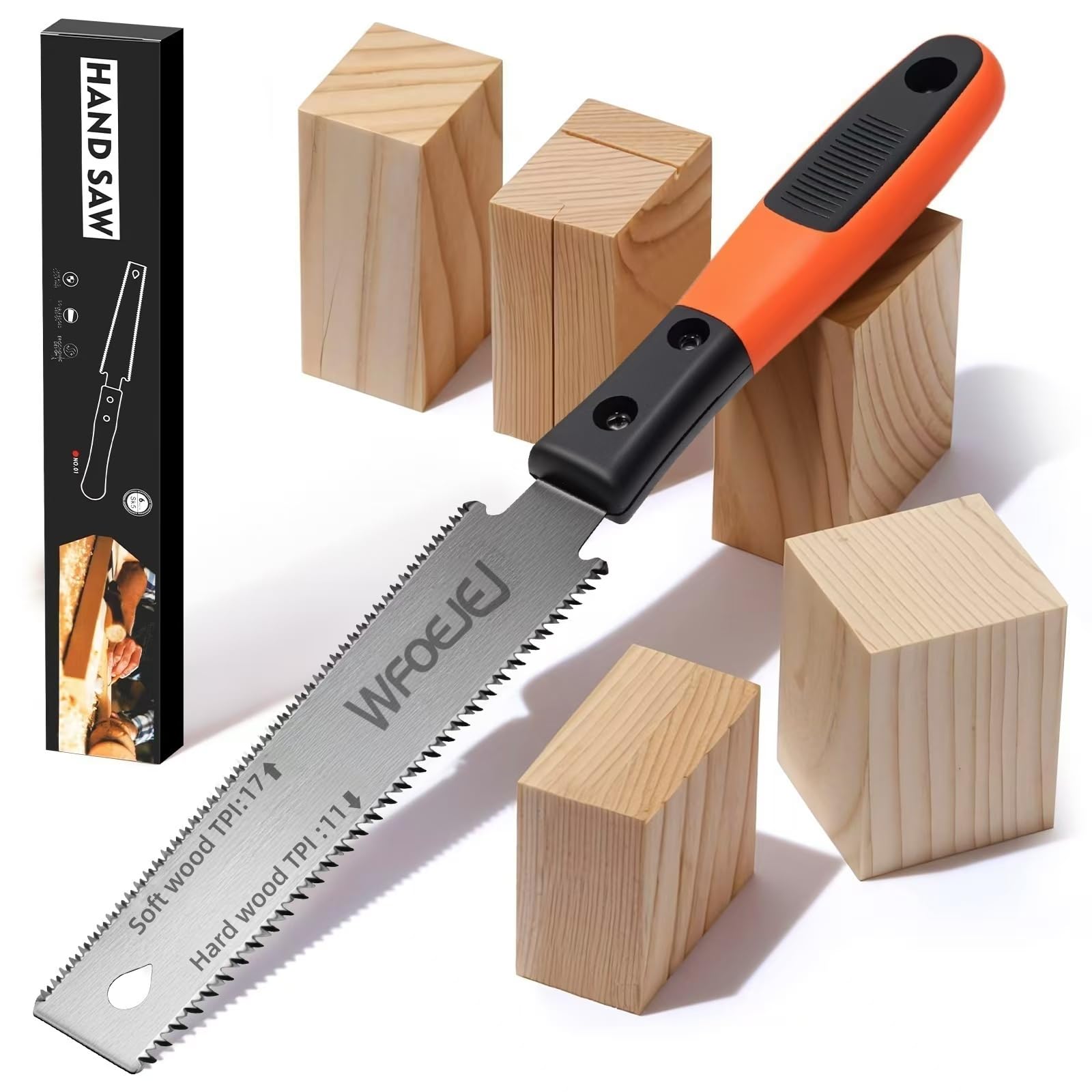 Japanische Handsäge, 6 Zoll, doppelseitige Zugsäge, flexibles SK5-Blatt, 11/17 TPI Blatt mit Soft-Grip-Griff für Hartholz- und Weichholzbearbeitung.